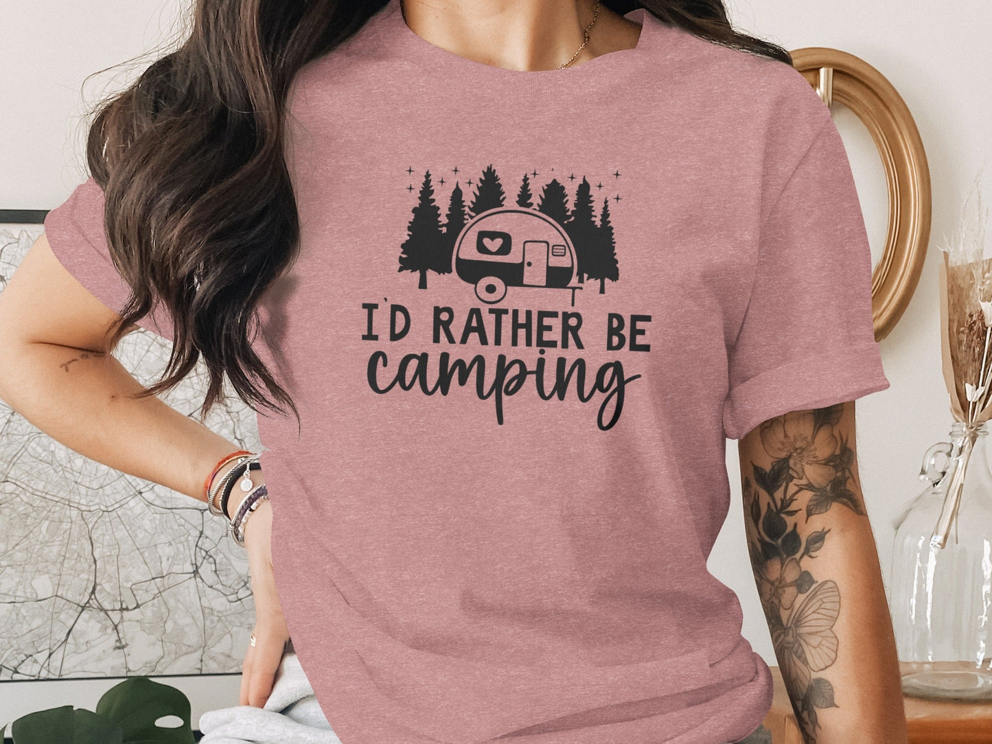 Id Rather Be Camping Nature Adventure Graphic Design T-Shirt