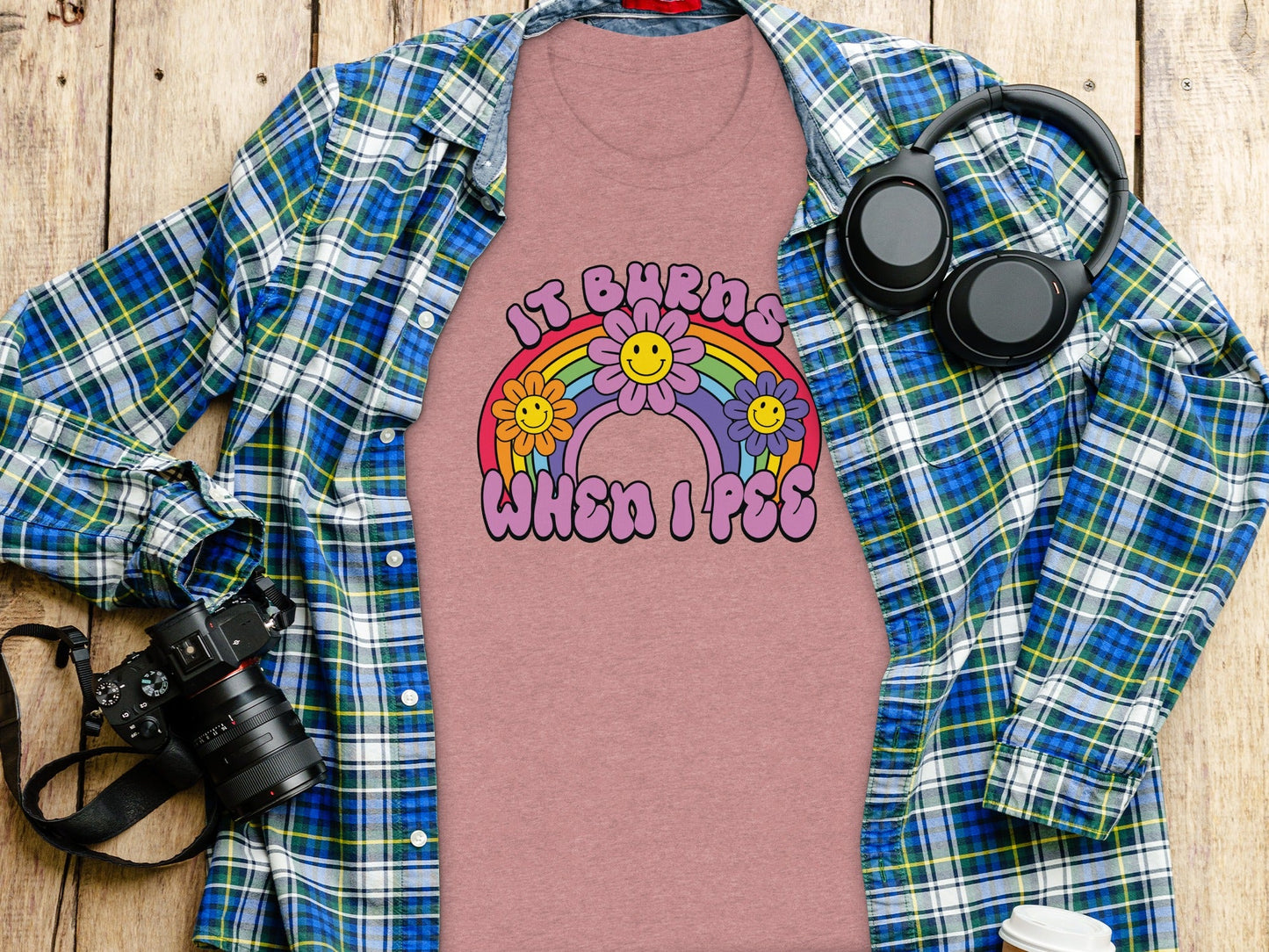 It Burns When I Pee Rainbow Flowers Graphic T-Shirt