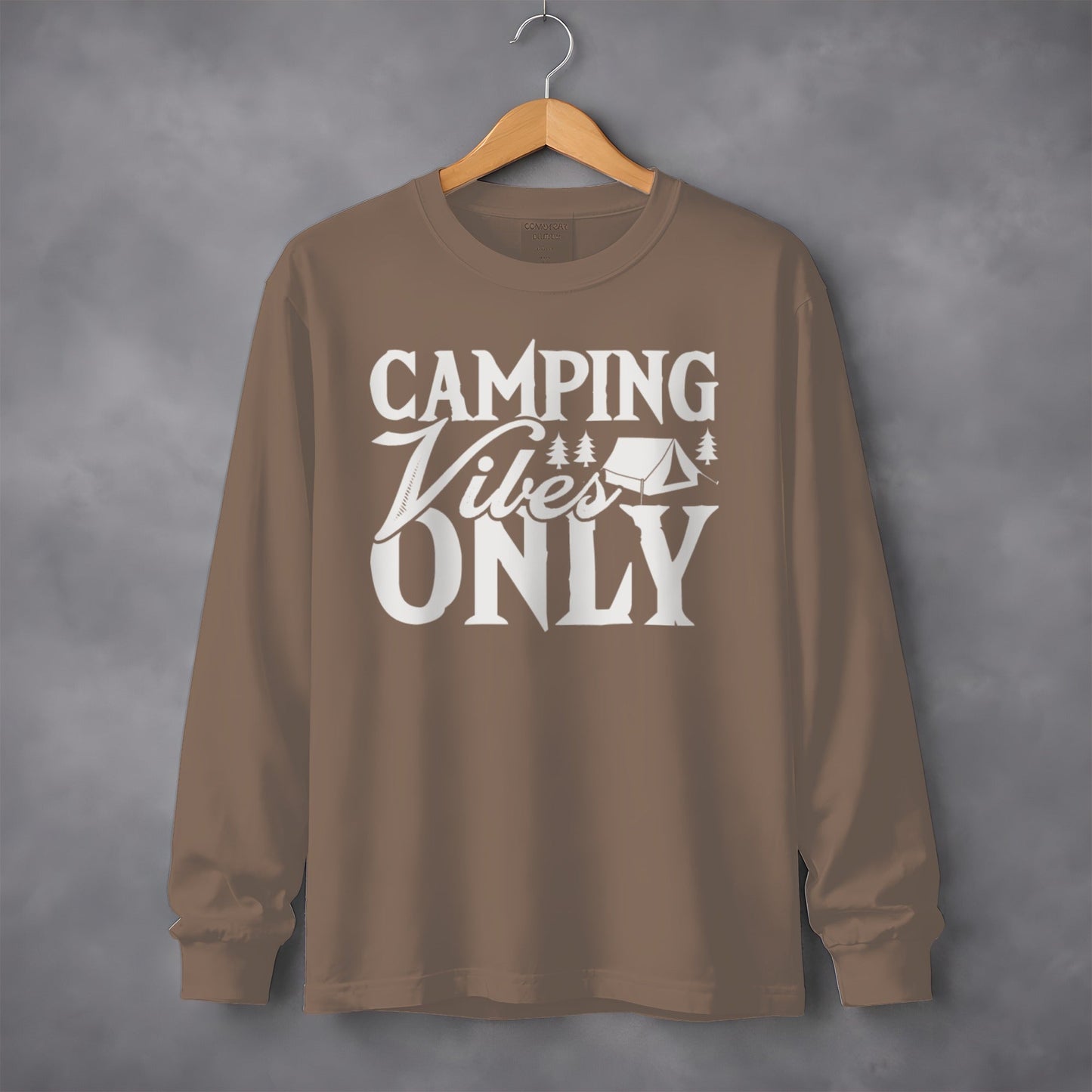 Camping Vibes Only With Tent Graphic Summer Fun Long Sleeve T-Shirt