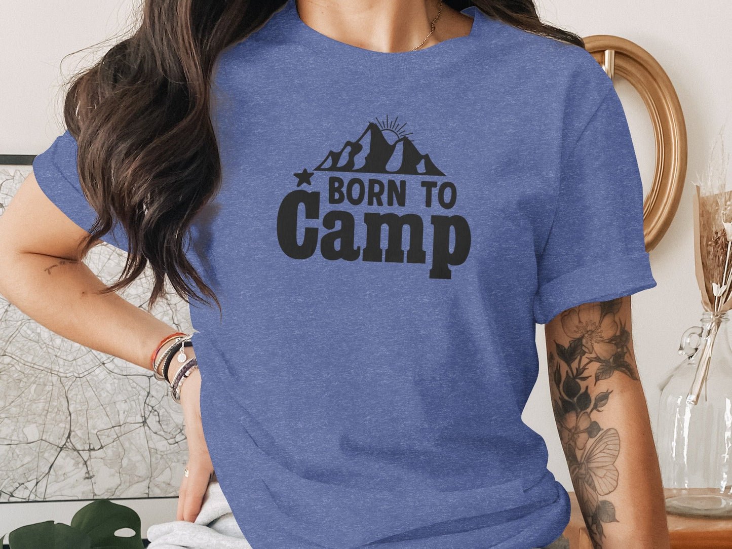 Born To Camp Mountain Design Adventure Awaits T-Shirt