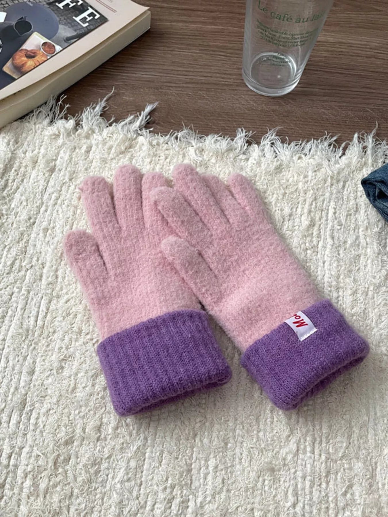 Cozy Knit Gloves with Ribbed Cuff