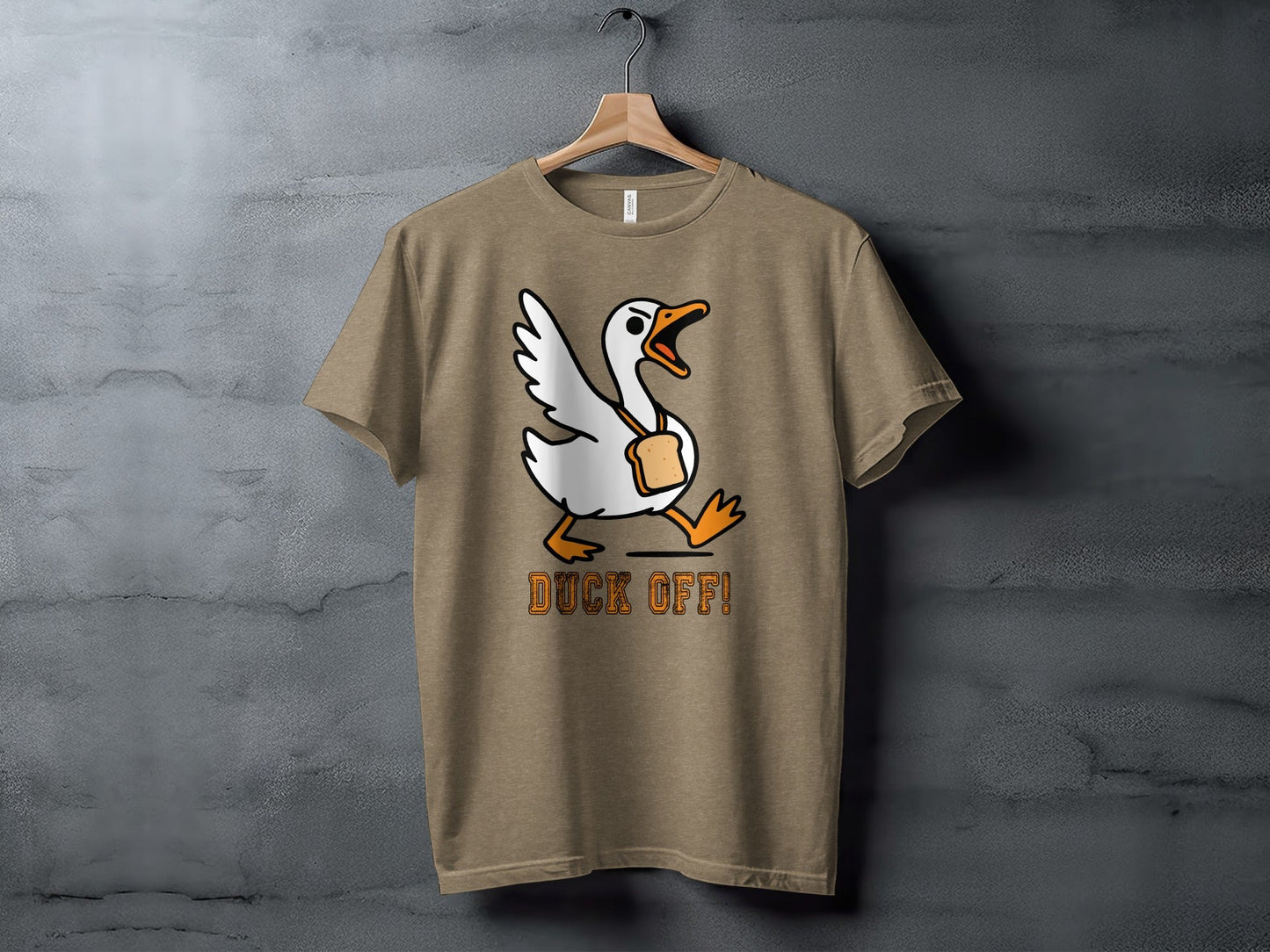 Duck Off Funny Angry Goose with Bread Slice T-Shirt