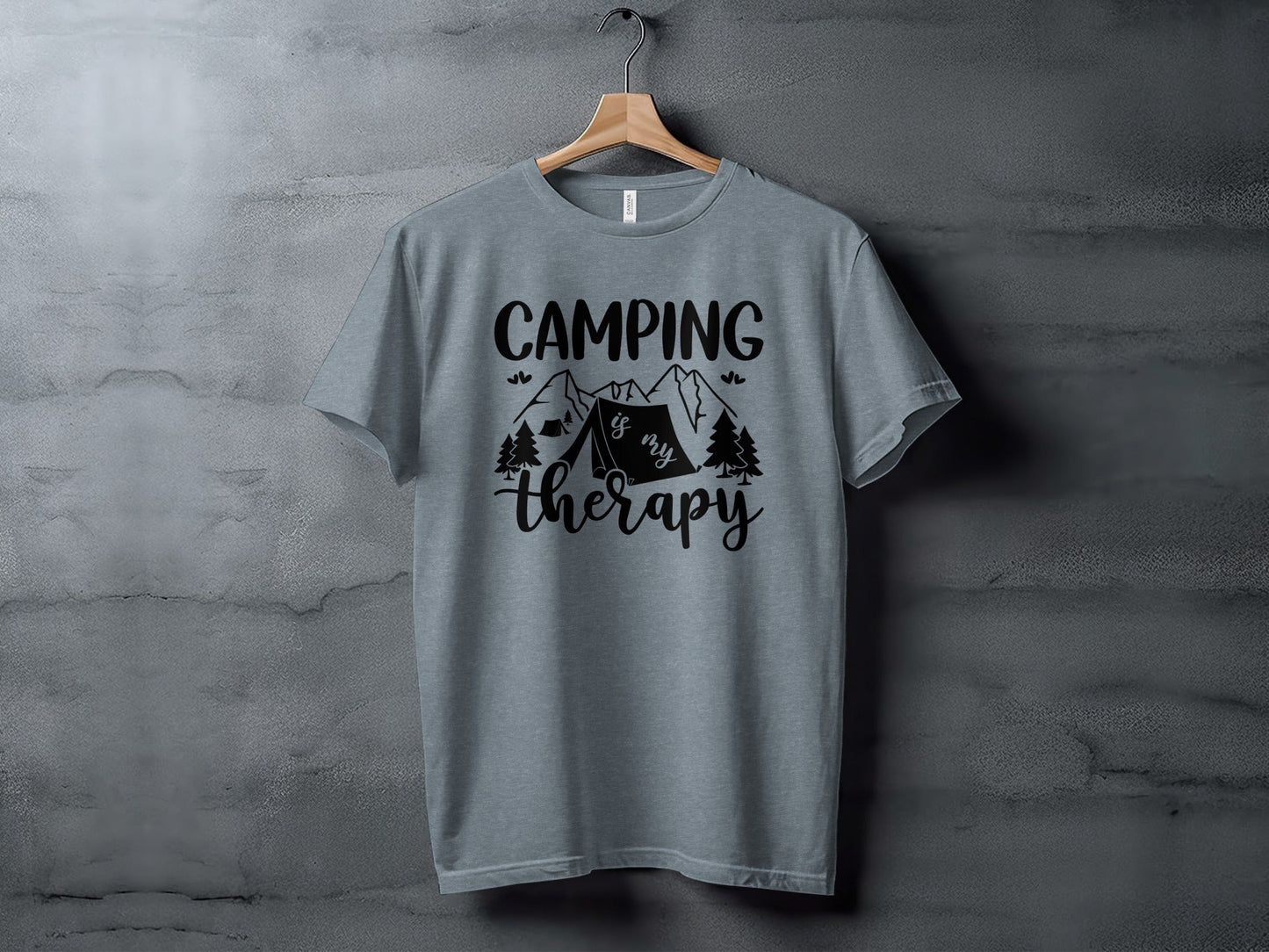 Camping Is My Therapy Mountain Design Graphic T-Shirt
