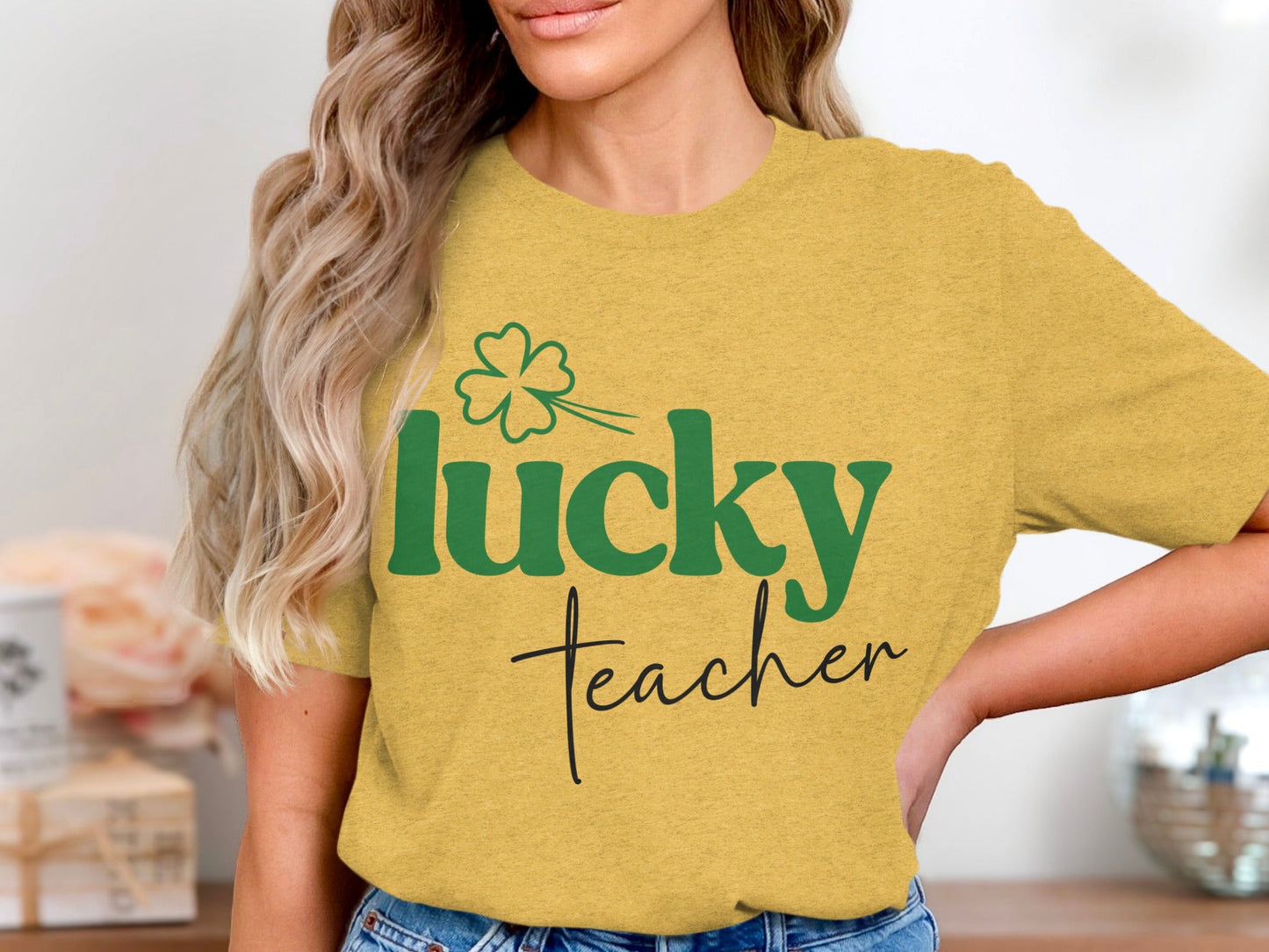 Lucky Teacher Saint Patricks Day Design Graphic T-Shirt
