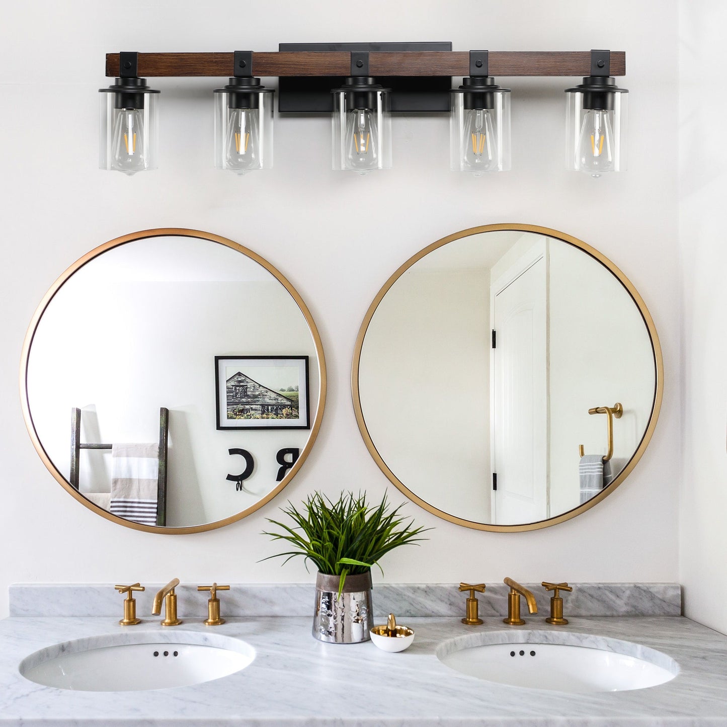 35" Rustic 5-Light Vanity Light, Industrial Bathroom Lighting Fixture
