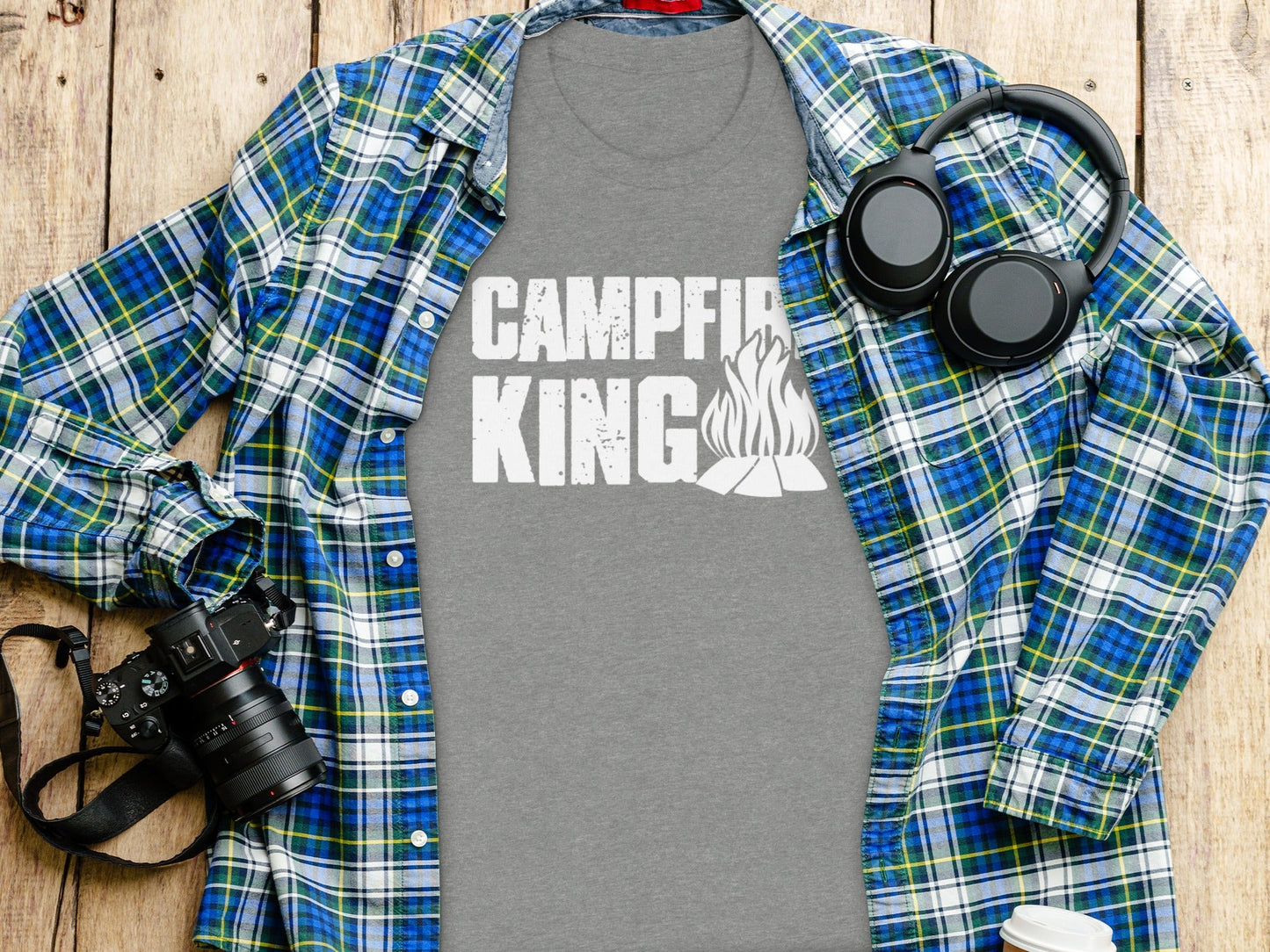 Campfire King Flames Graphic Outdoors Adventure T-Shirt