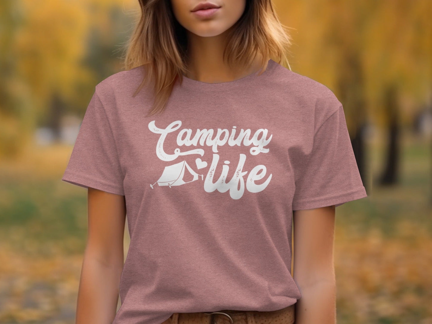 Camping Is Life With Tent And Heart Design T-Shirt