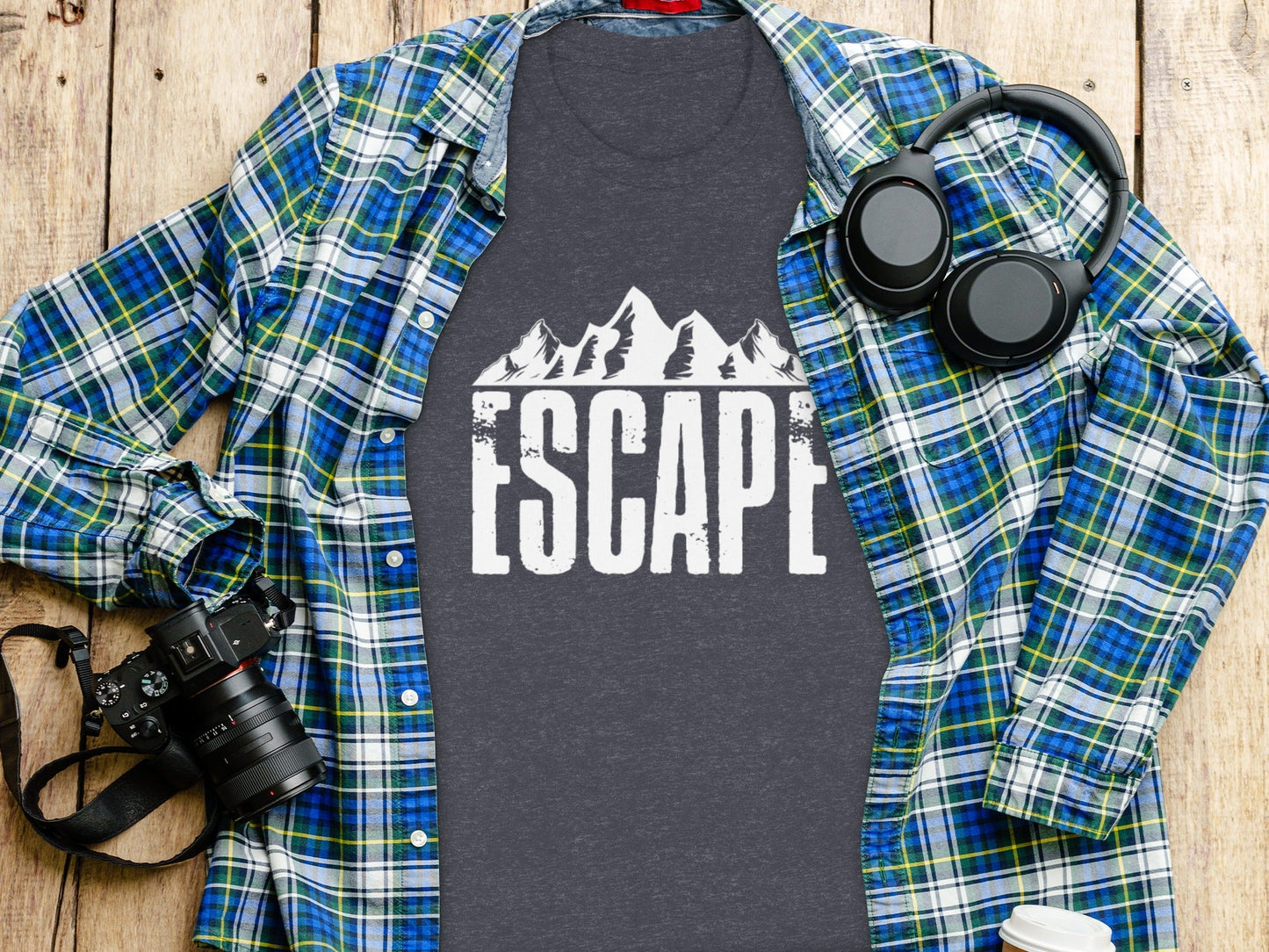 Escape Into The Mountains Outdoor Adventure Design T-Shirt