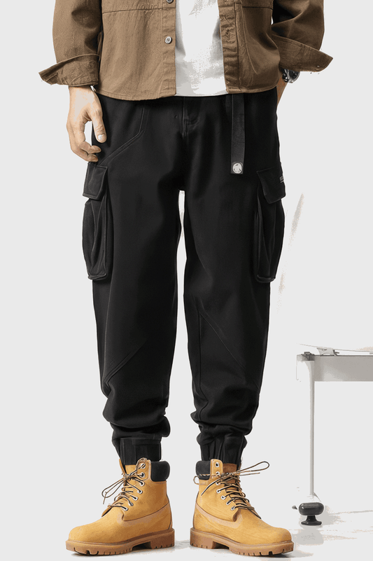 Men’s Cargo Pants – Loose Fit, Elastic Cuffs, Utility Style for Winter