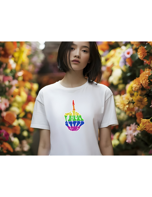 Rainbow Rebellion Skeleton Hand Unisex Cotton Top