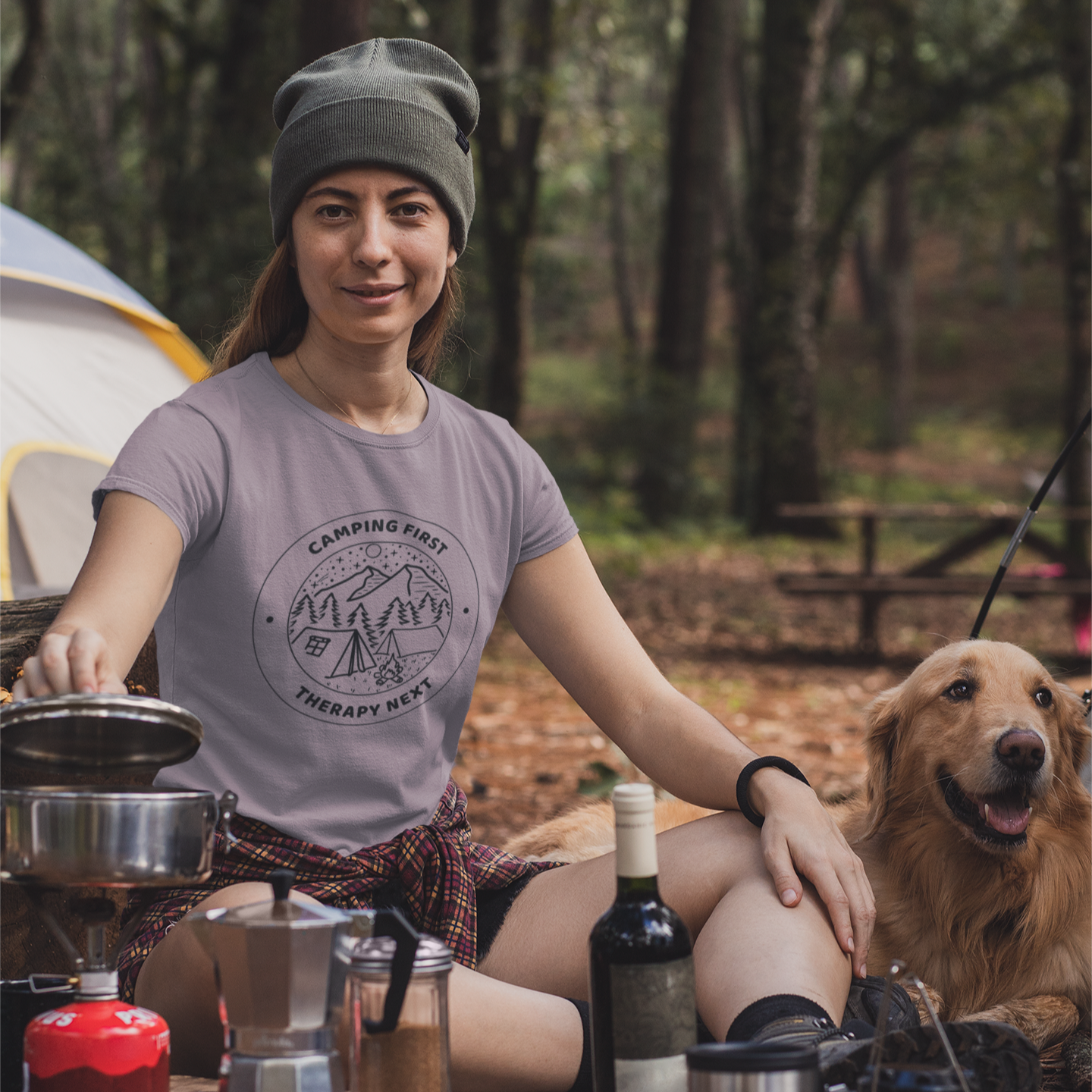 Camping Therapy Unisex T-Shirt - Nature Lover Gift for Outdoor Adventures