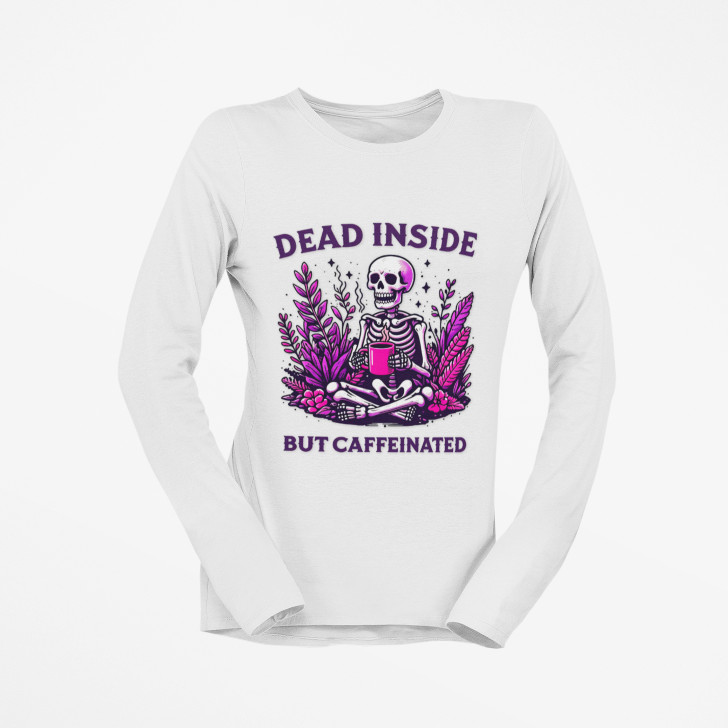 Skeleton Coffee Lover Long Sleeve Tee - Gothic Halloween Shirt