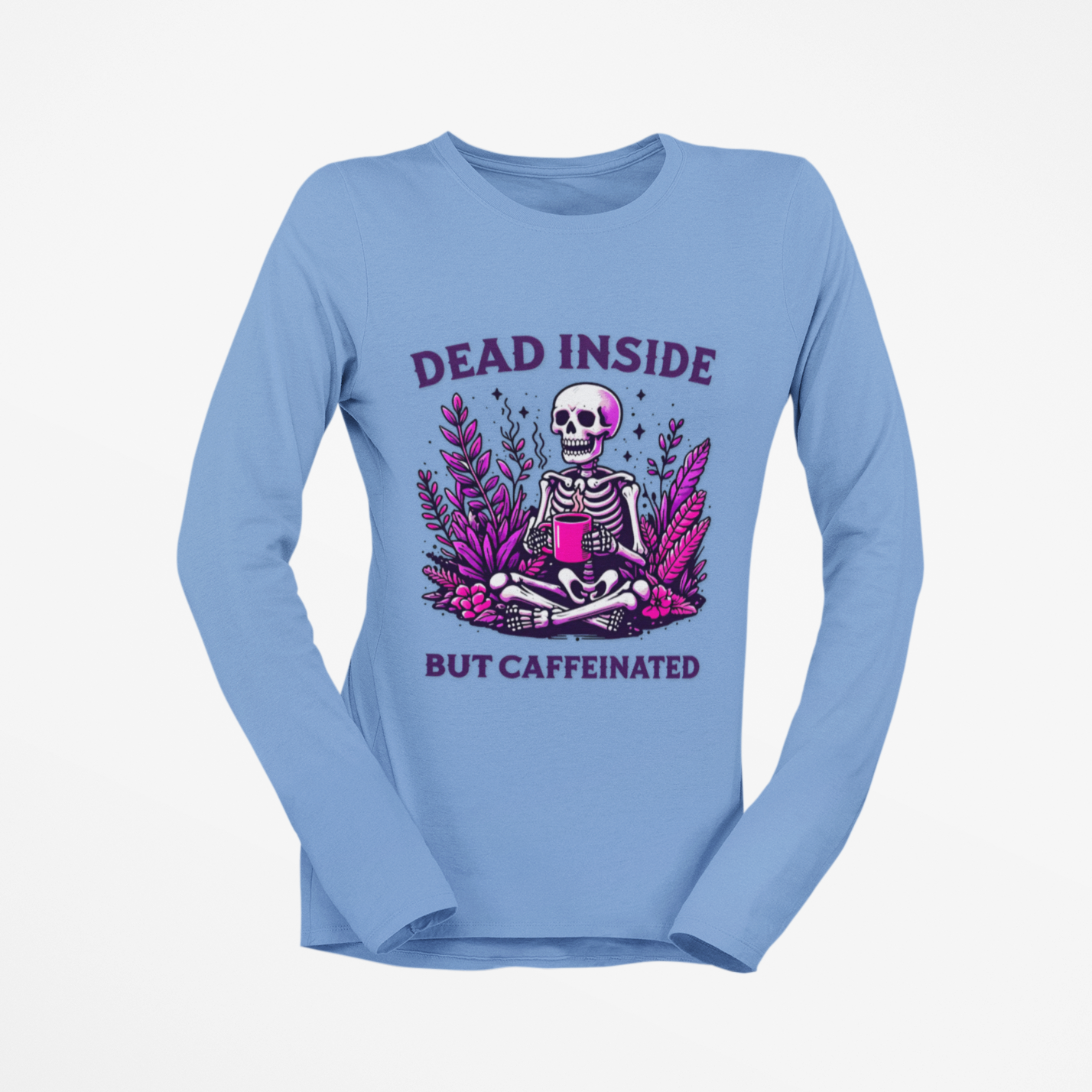 Skeleton Coffee Lover Long Sleeve Tee - Gothic Halloween Shirt