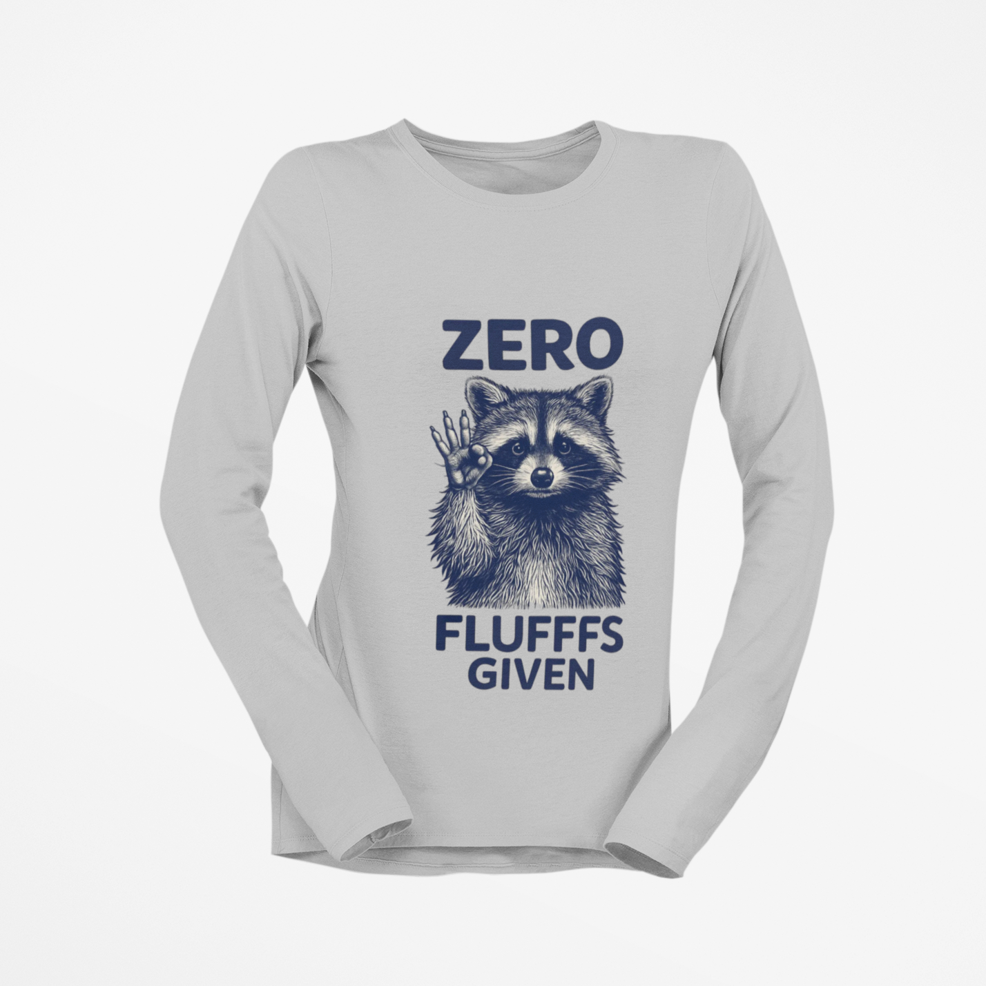 Zero Fluffs Given Raccoon Long Sleeve Tee - Funny Animal Shirt for Unisex Cotton Comfort