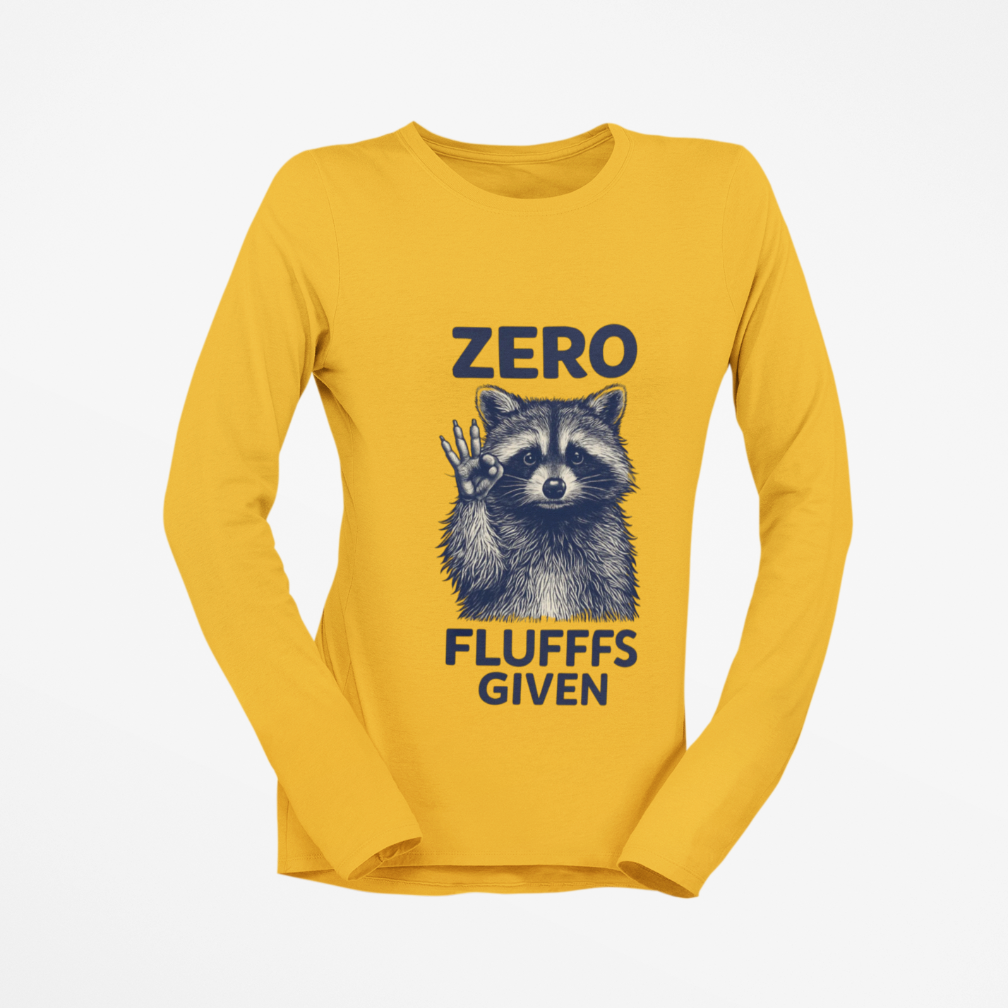 Zero Fluffs Given Raccoon Long Sleeve Tee - Funny Animal Shirt for Unisex Cotton Comfort