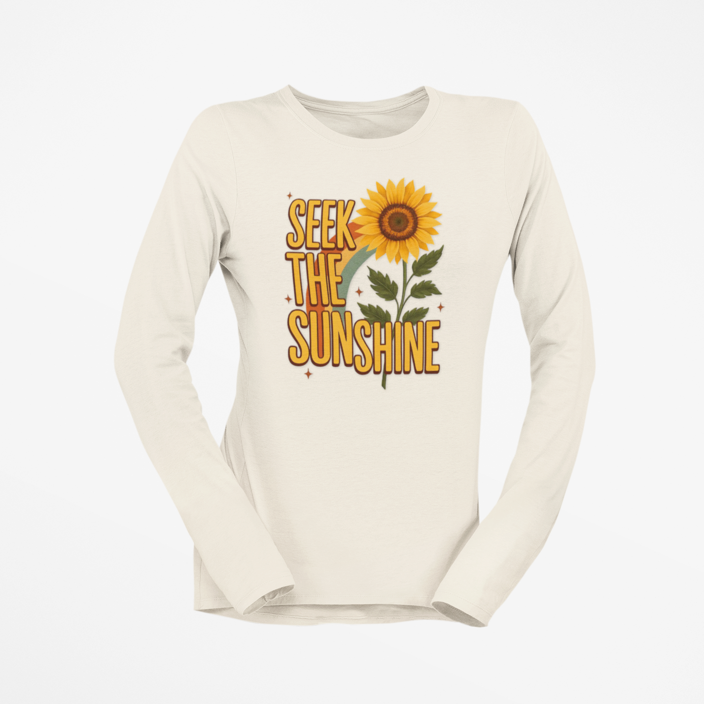 Sunflower Long Sleeve T-Shirt - Seek the Sunshine Boho Tee for Women