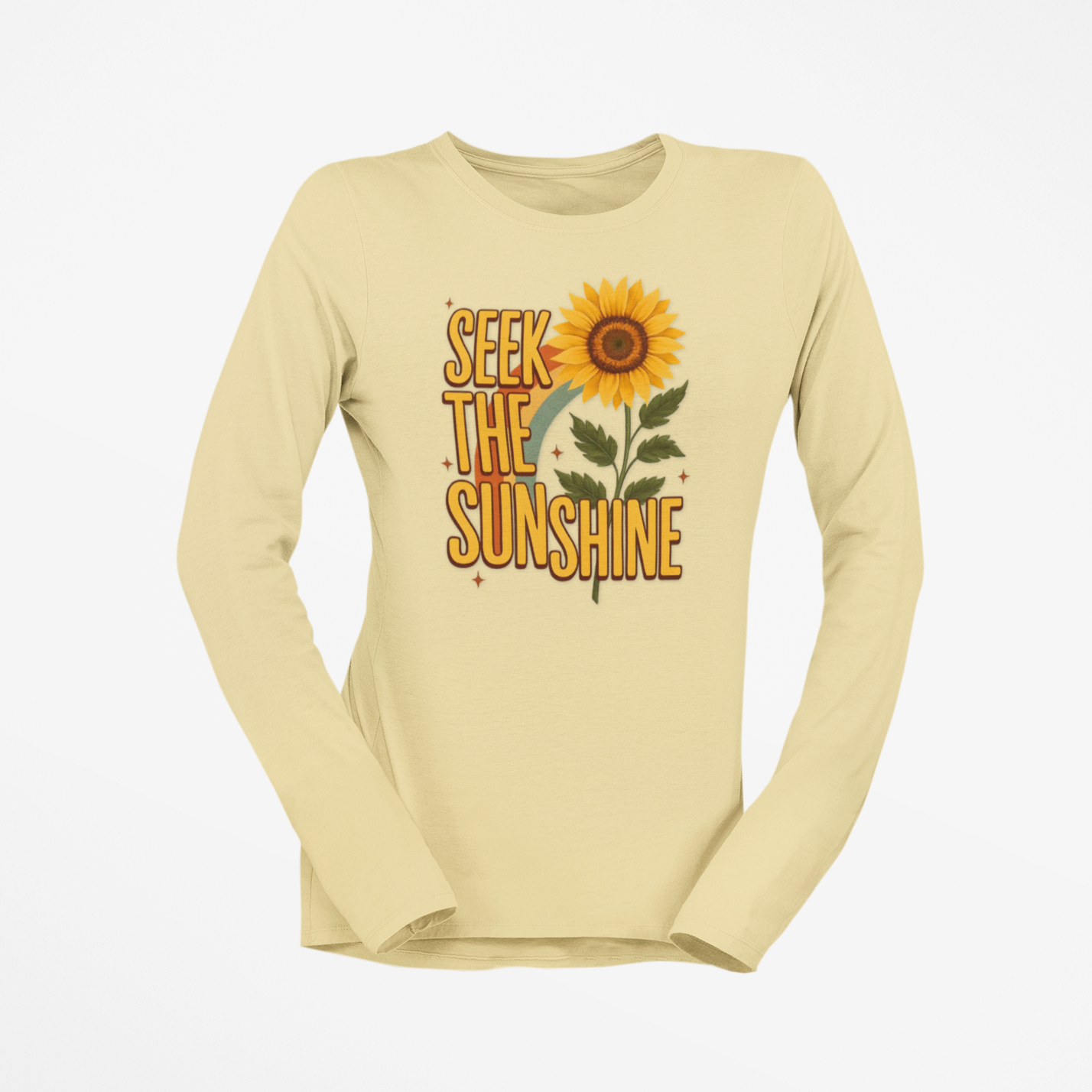Sunflower Long Sleeve T-Shirt - Seek the Sunshine Boho Tee for Women