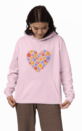 Floral Heart Hoodie - Female Cozy Hoodie - Perfect Gift for Any Occasion