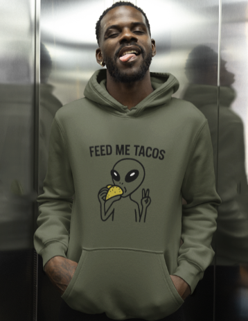Alien Taco Lover Hoodie - Funny UFO Foodie Sweatshirt for Men & Women