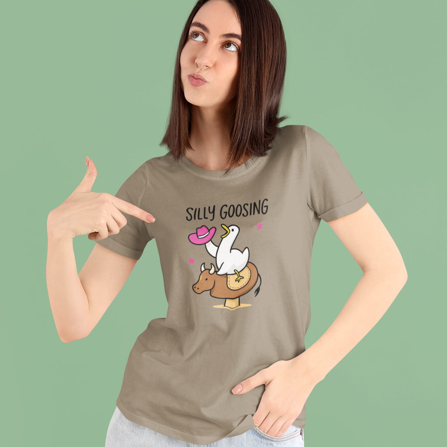Silly Goosing Women's Tee - Funny Animal Graphic T-Shirt