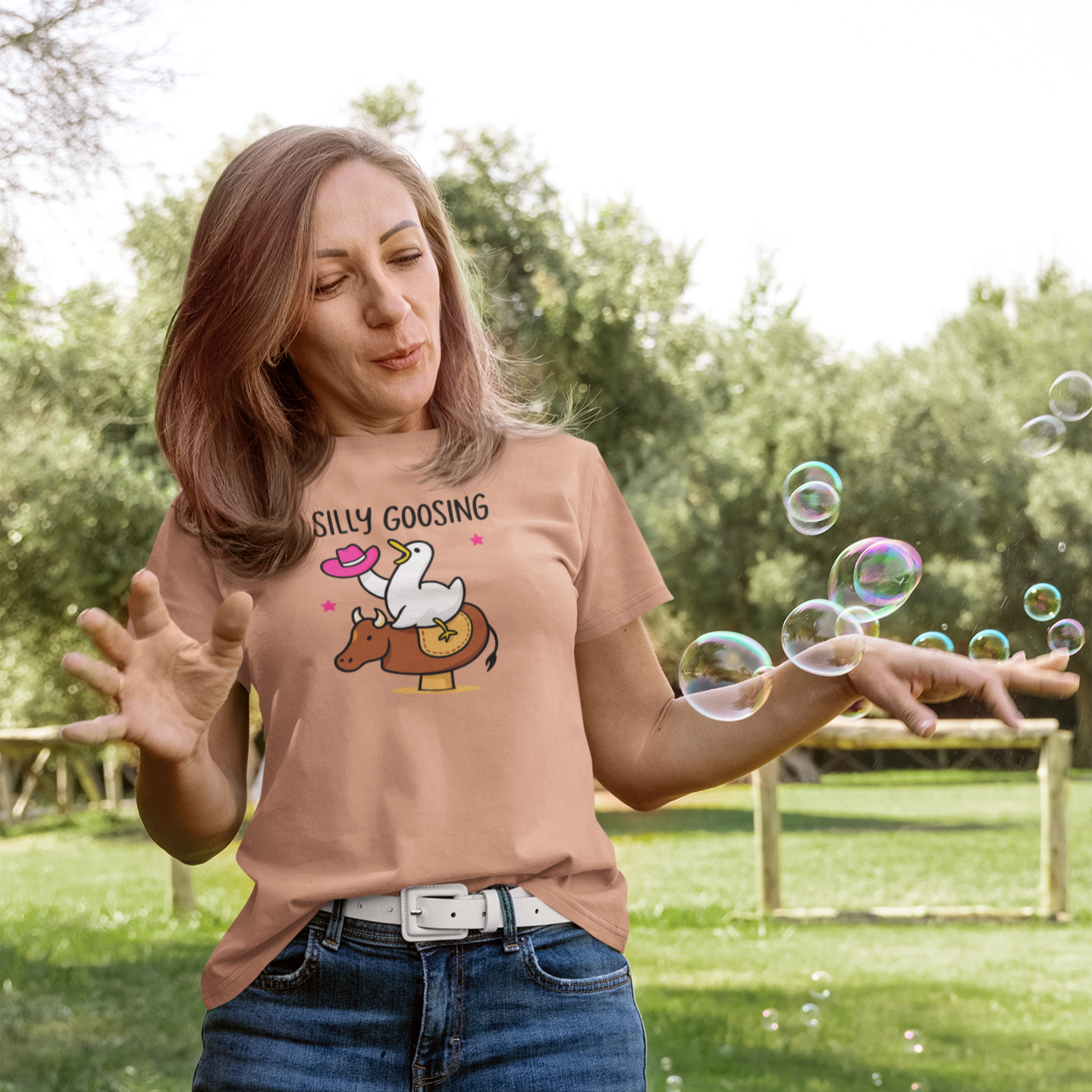 Silly Goosing Women's Tee - Funny Animal Graphic T-Shirt