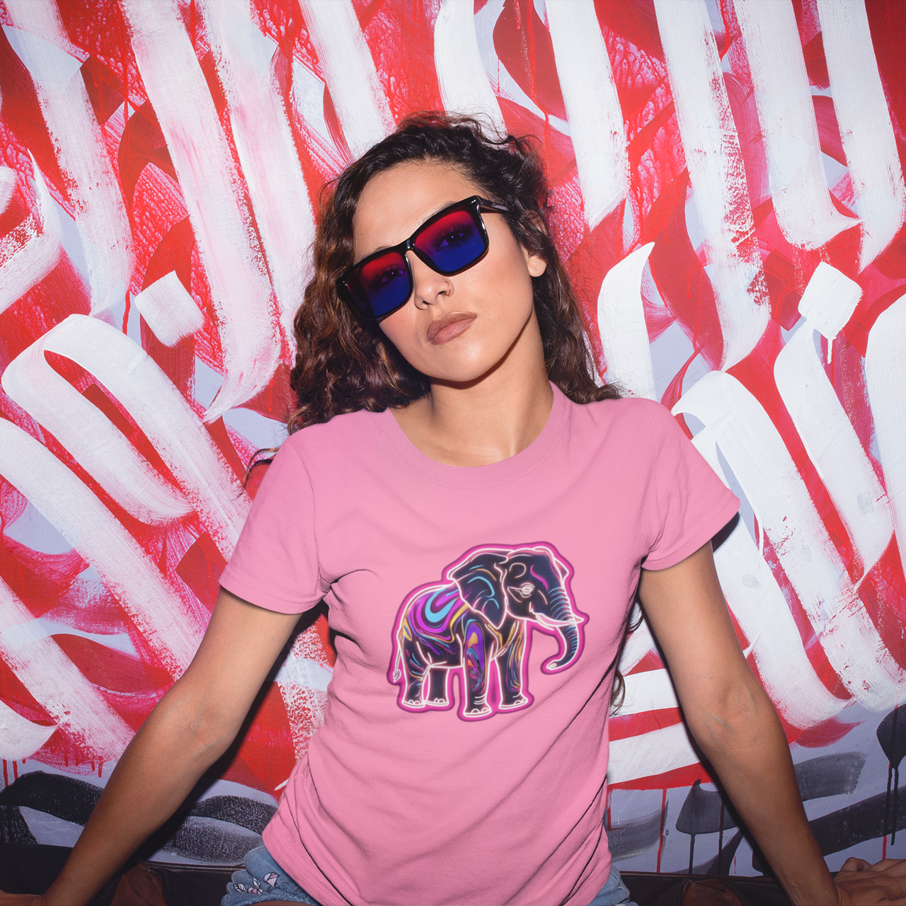 Neon Elephant T-Shirt - Vibrant Animal Graphic Tee for Wildlife Lovers