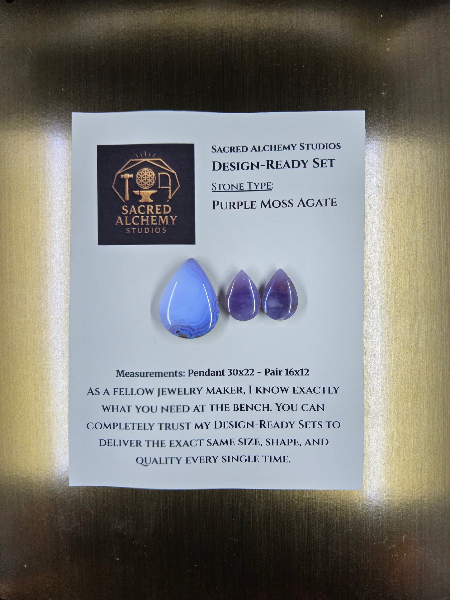 Tear Shape - Purple Moss Agate - Design-Ready Set