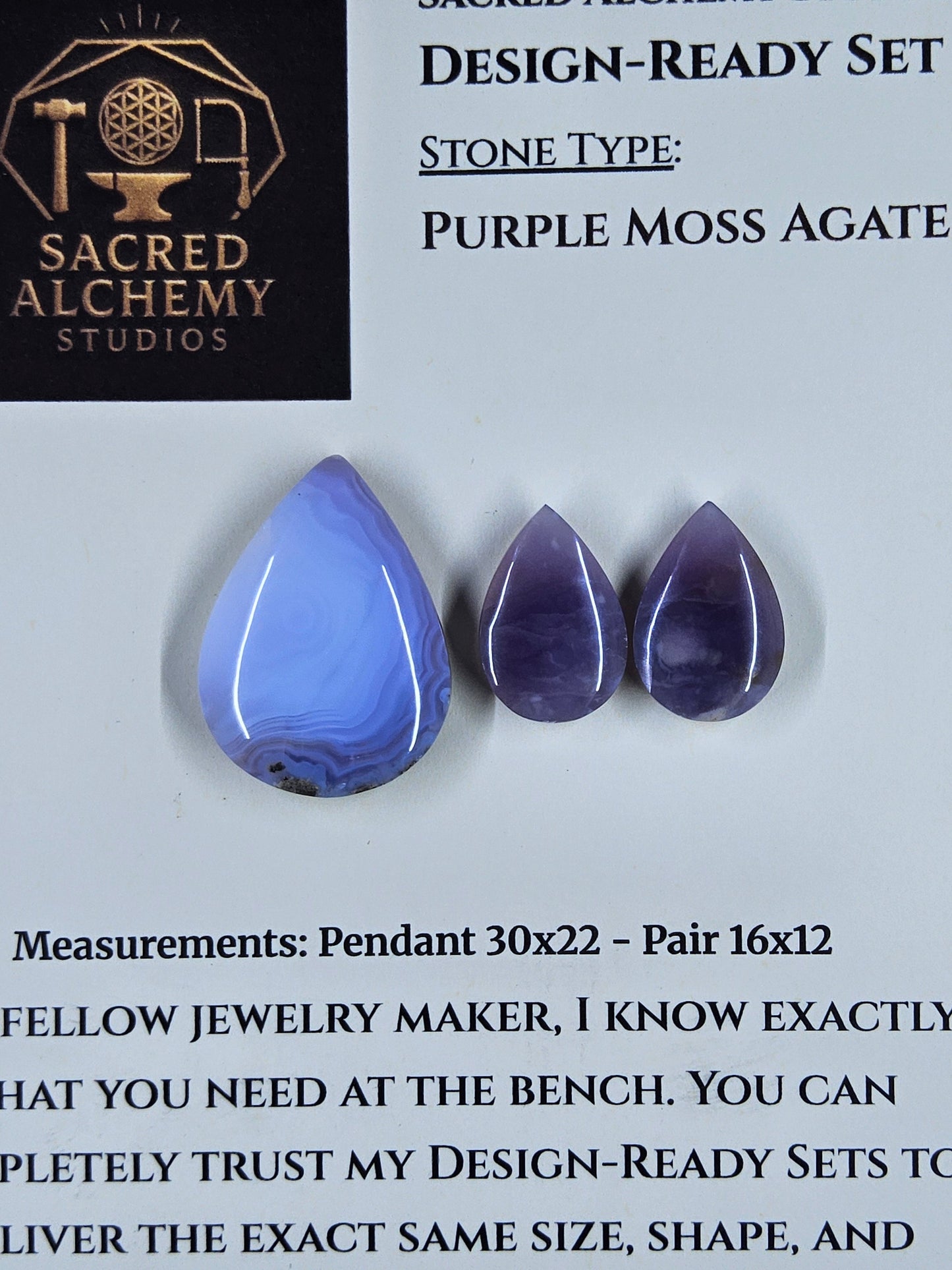 Tear Shape - Purple Moss Agate - Design-Ready Set
