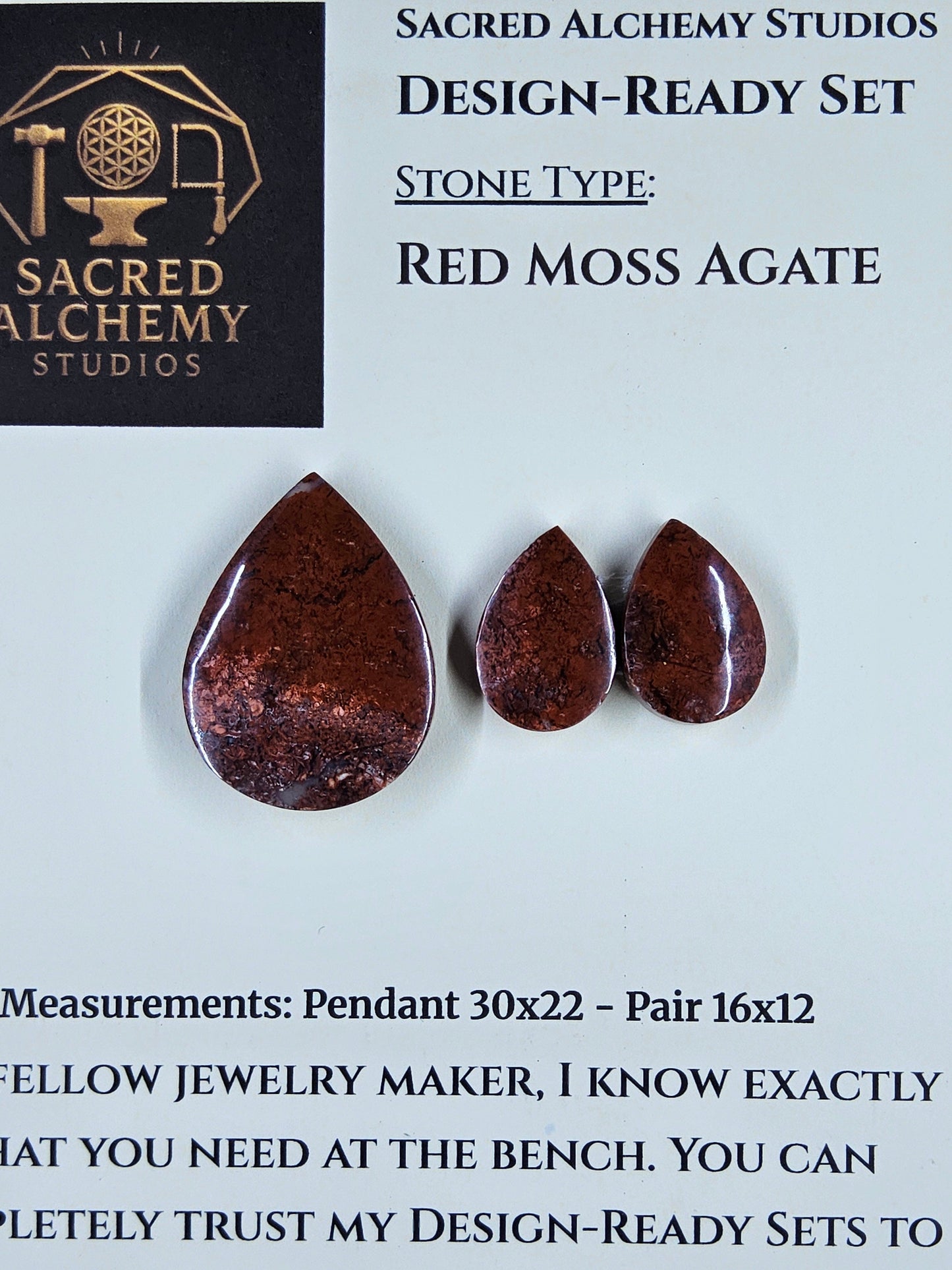 Tear Shape - Red Moss Agate - Design-Ready Sets