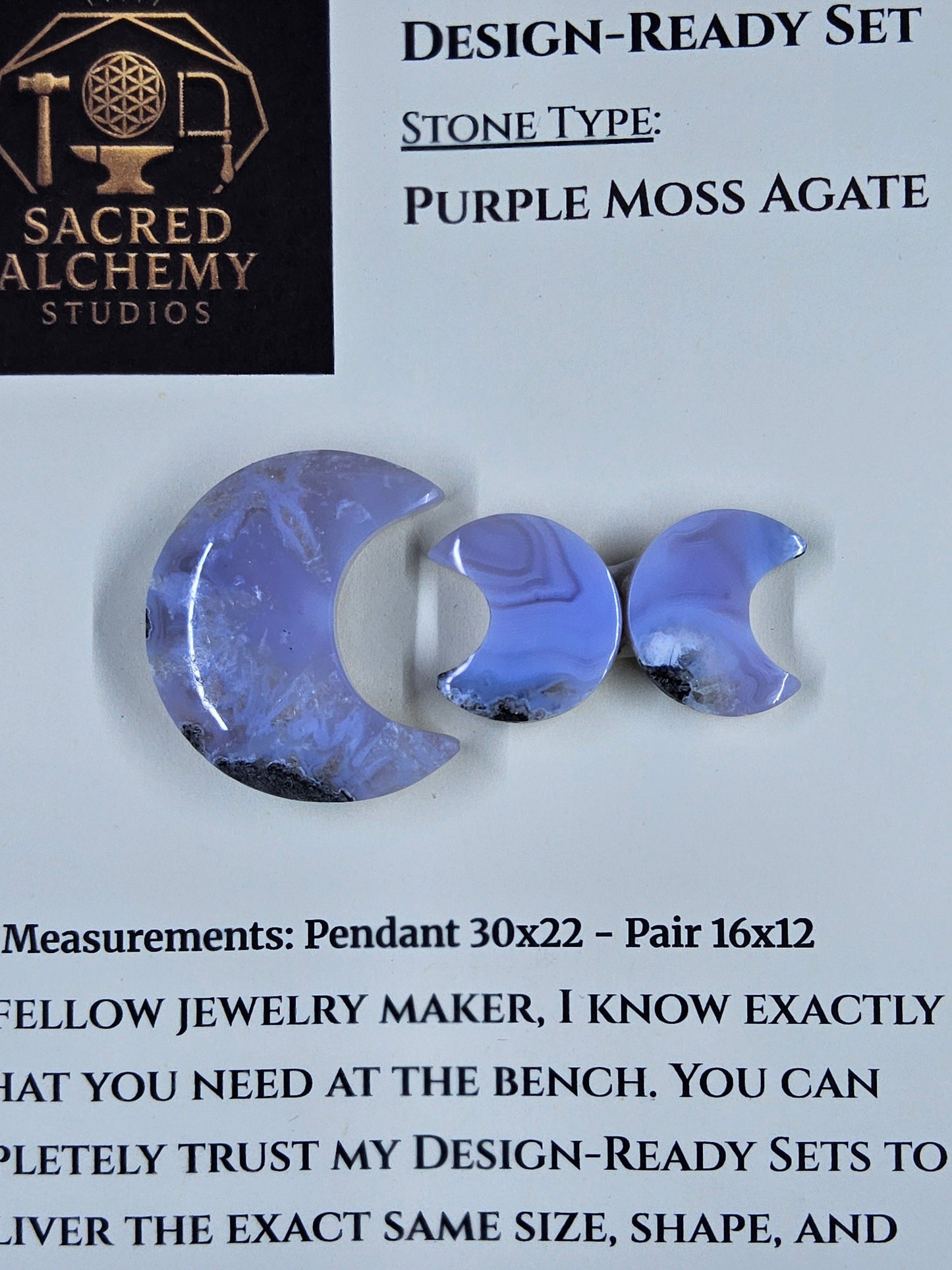 Crescent Moon - Purple Moss Agate - Design-Ready Set
