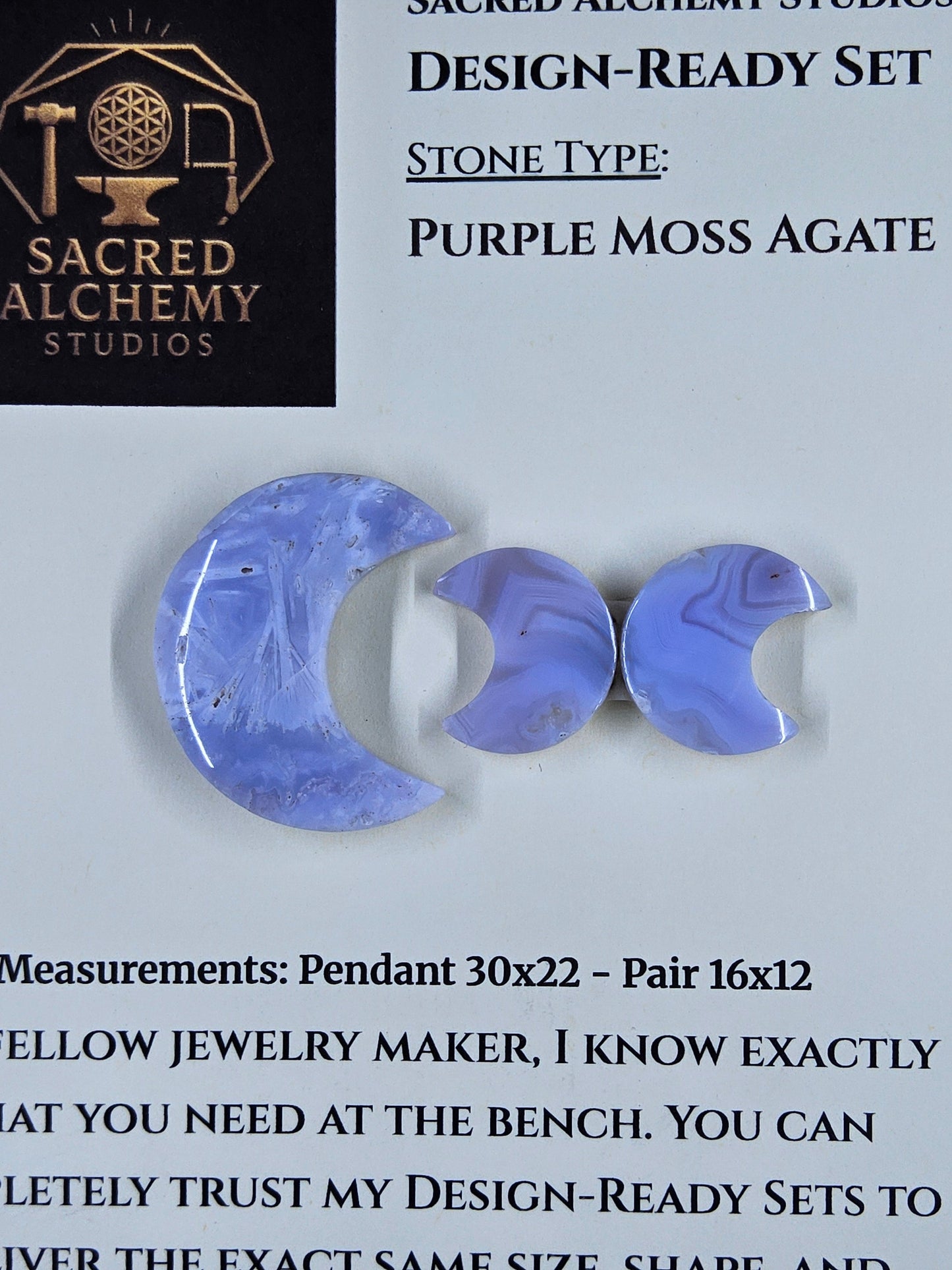 Crescent Moon - Purple Moss Agate - Design-Ready Set