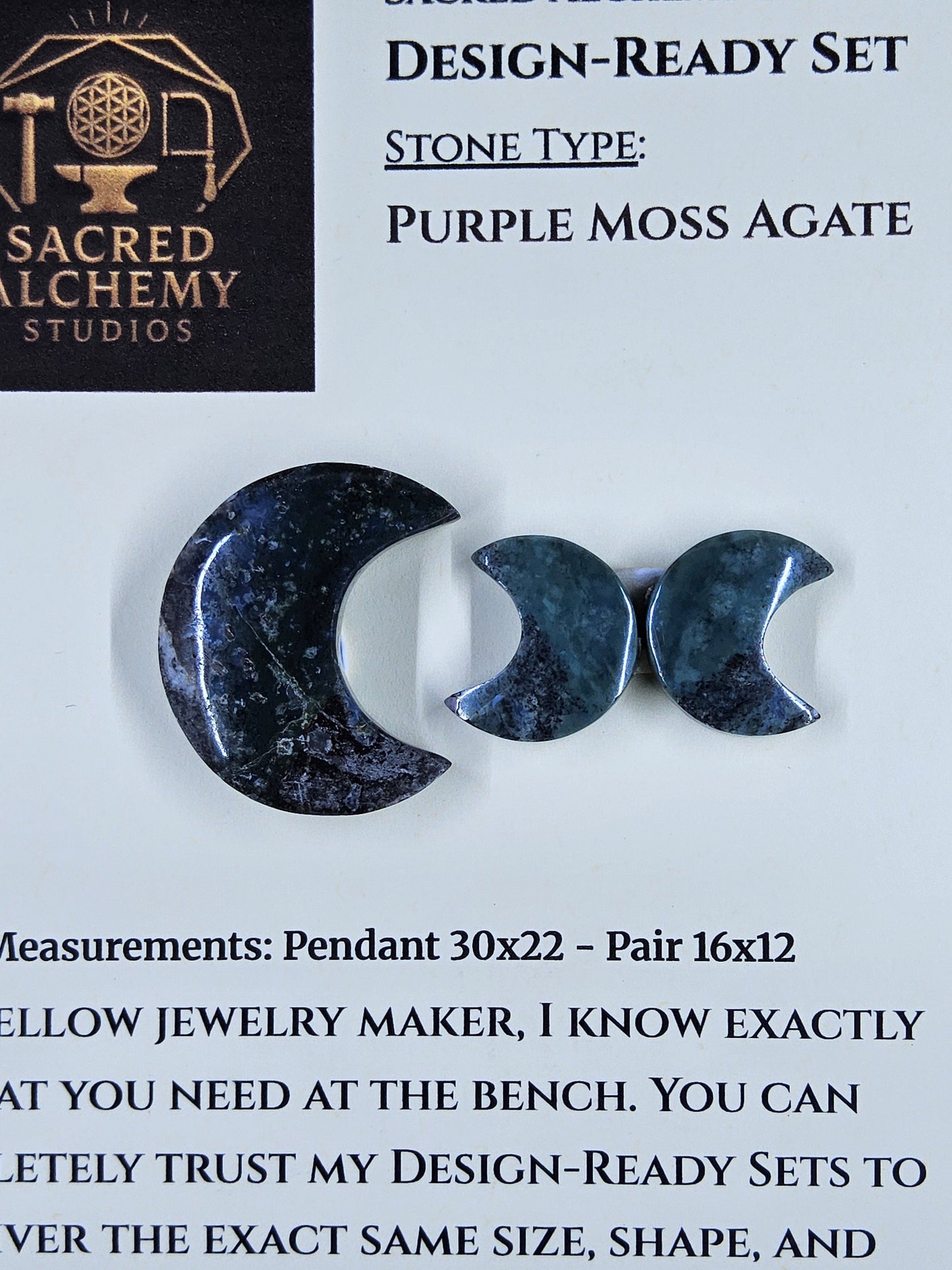 Crescent Moon - Purple Moss Agate - Design-Ready Set