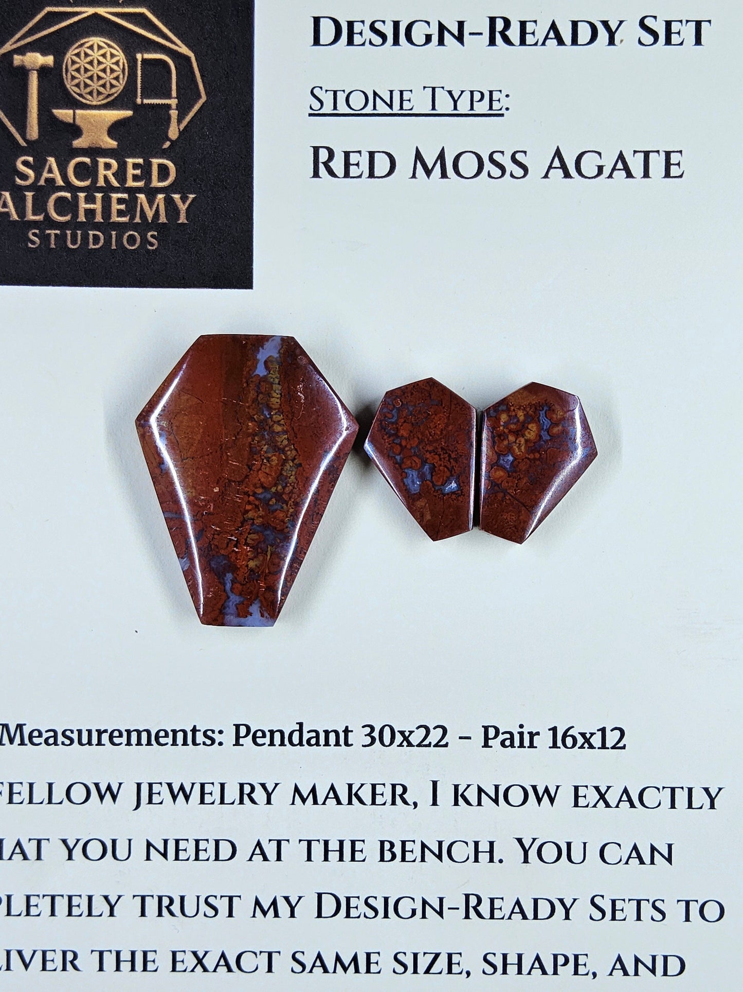 Coffin Shape - Red Moss Agate - Design-Ready Set