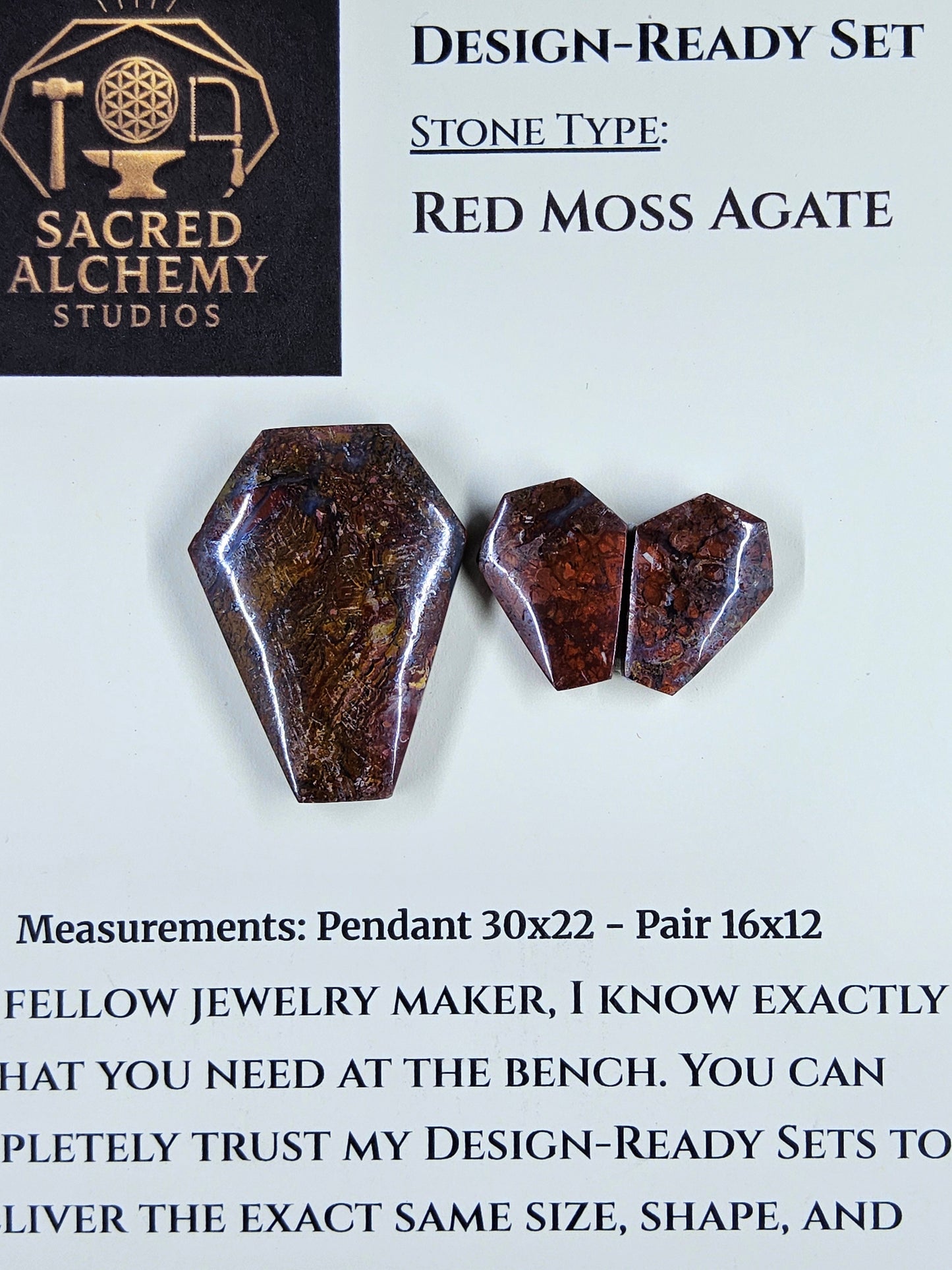 Coffin Shape - Red Moss Agate - Design-Ready Set