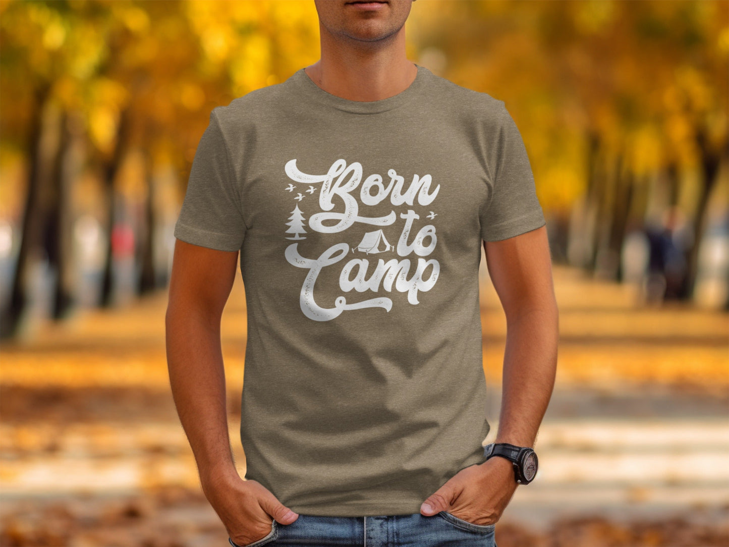 Born To Camp Vacation Hiking Nature Outdoors Fun T-Shirt