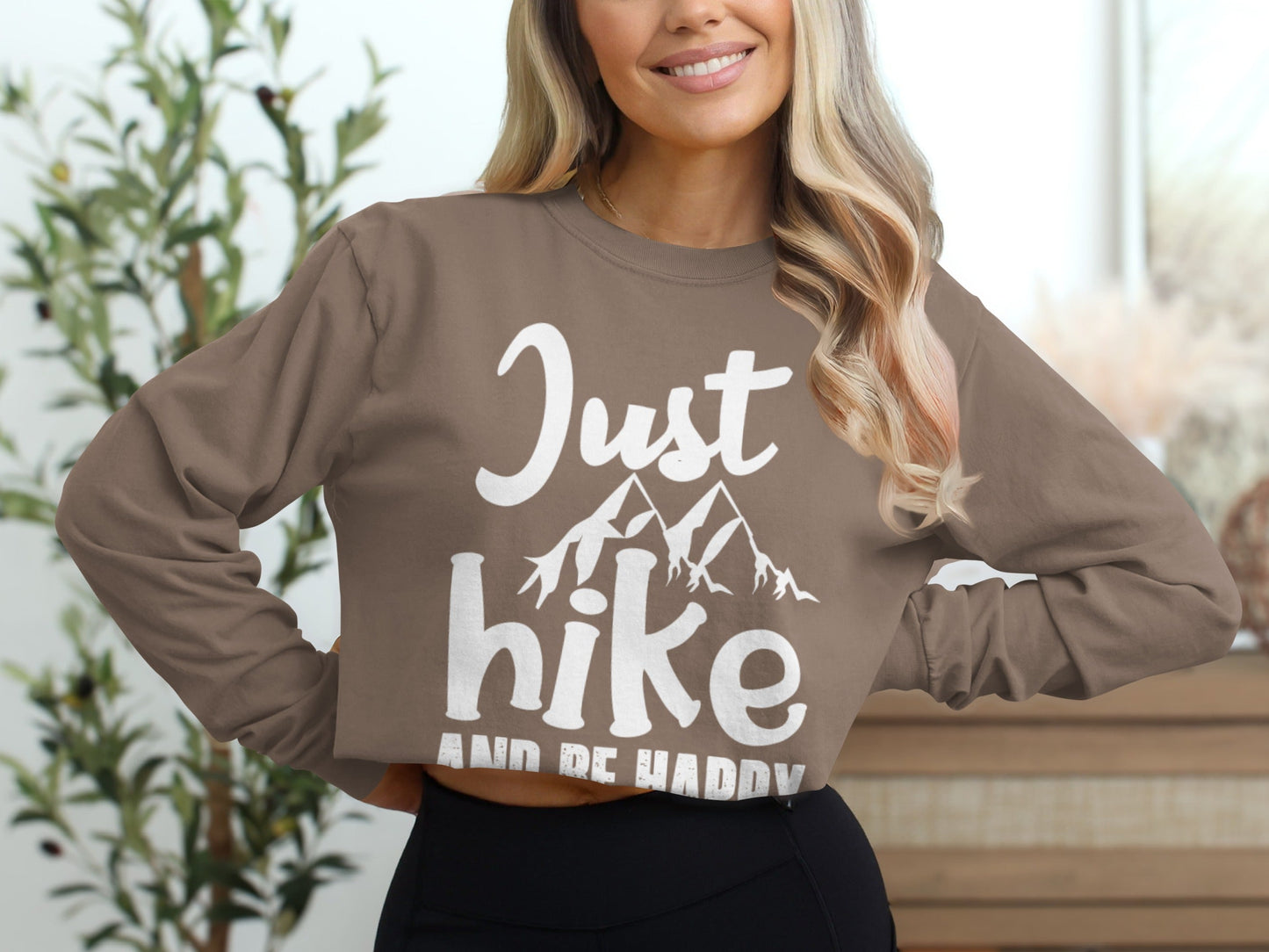 Just Hike And Be Happy Outdoors Adventure Time Long Sleeve T-Shirt