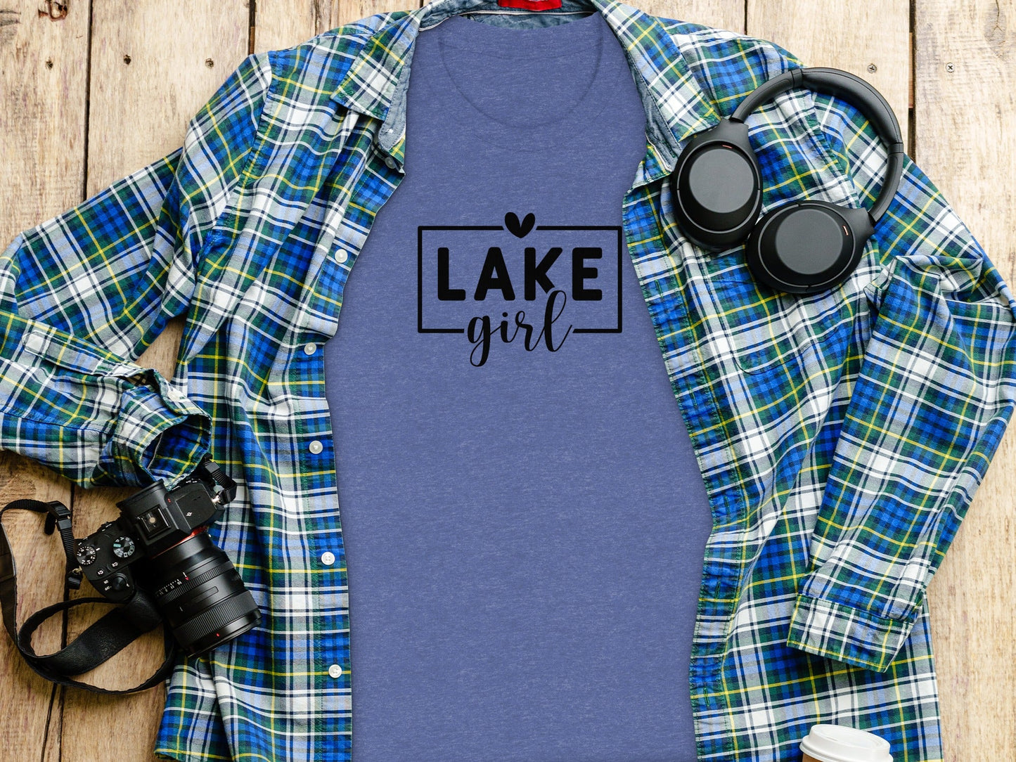 Lake Girl Simple Vector Design Heart Above Graphic T-Shirt