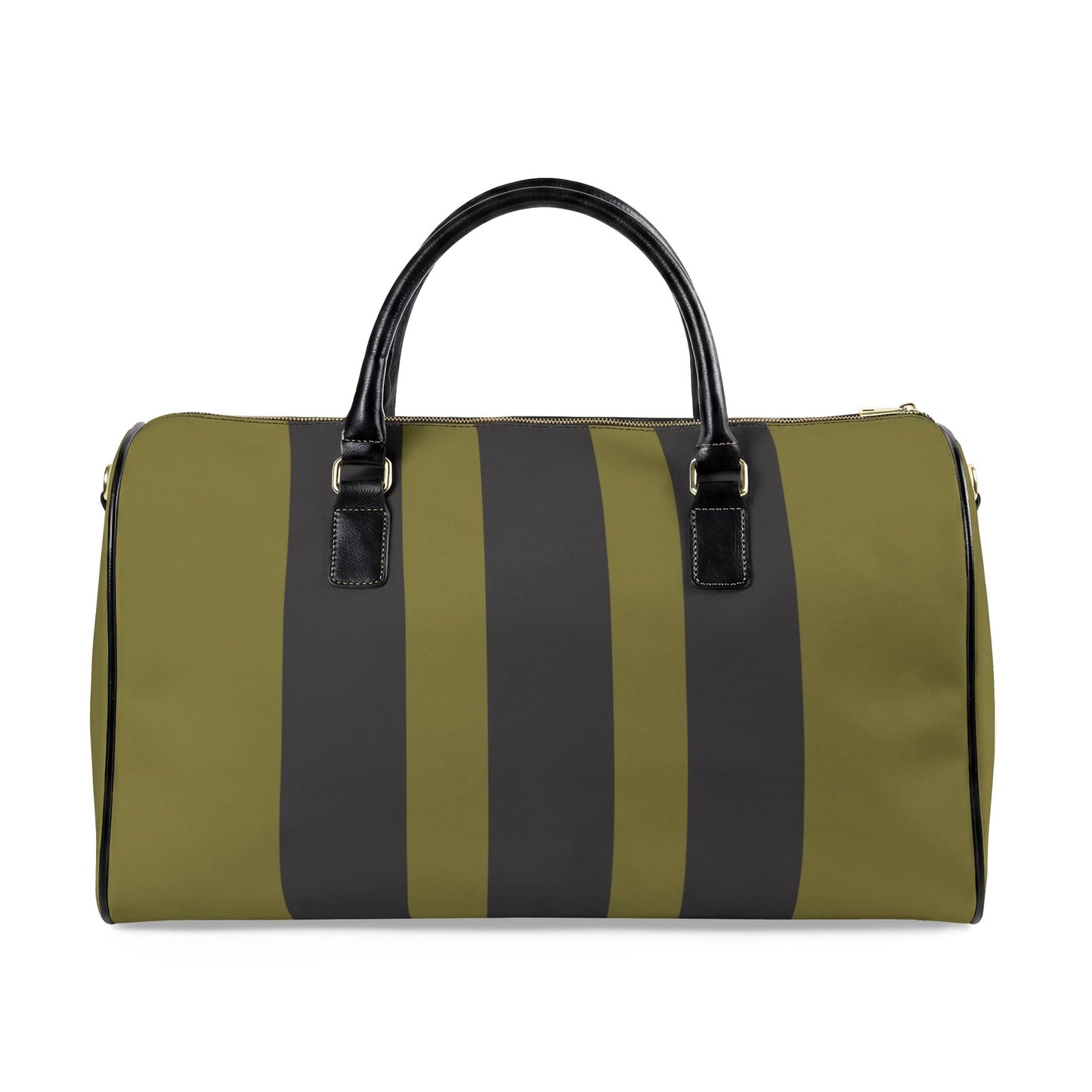 Escape Vegan Leather Travel Bag — Olive Stripes Unisex Duffle