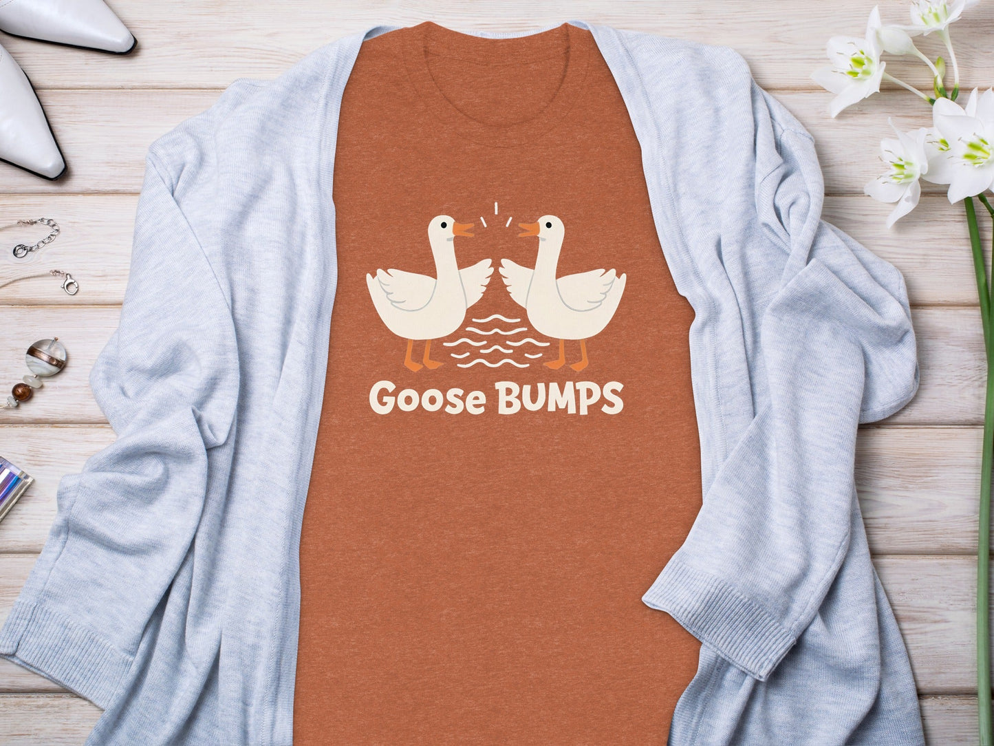 Goose BUMPS Funny Animal Cartoon Design Graphic T-Shirt