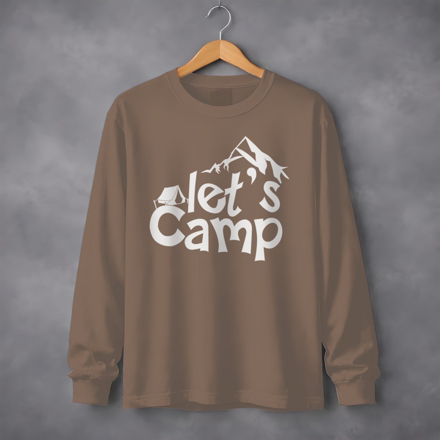 Let's Camp Tent and Mountain Design Adventure Long Sleeve T-Shirt