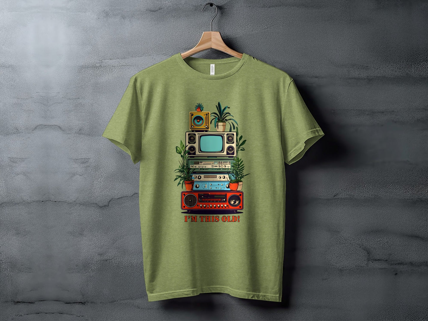 I'm This Old Electronics Tower With Plants Graphic T-Shirt