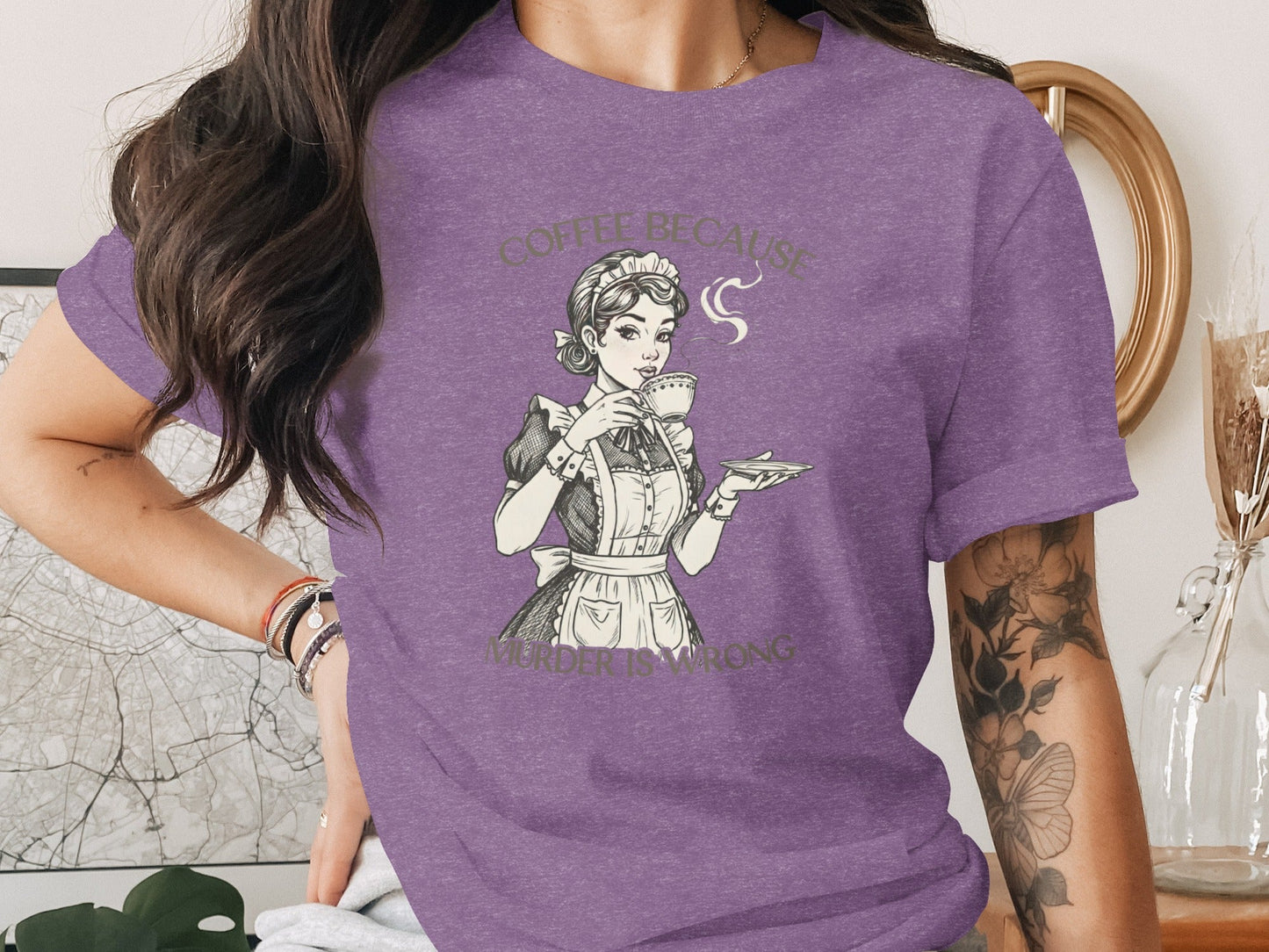Coffee Because Murder is Wrong Funny Vintage Style T-Shirt