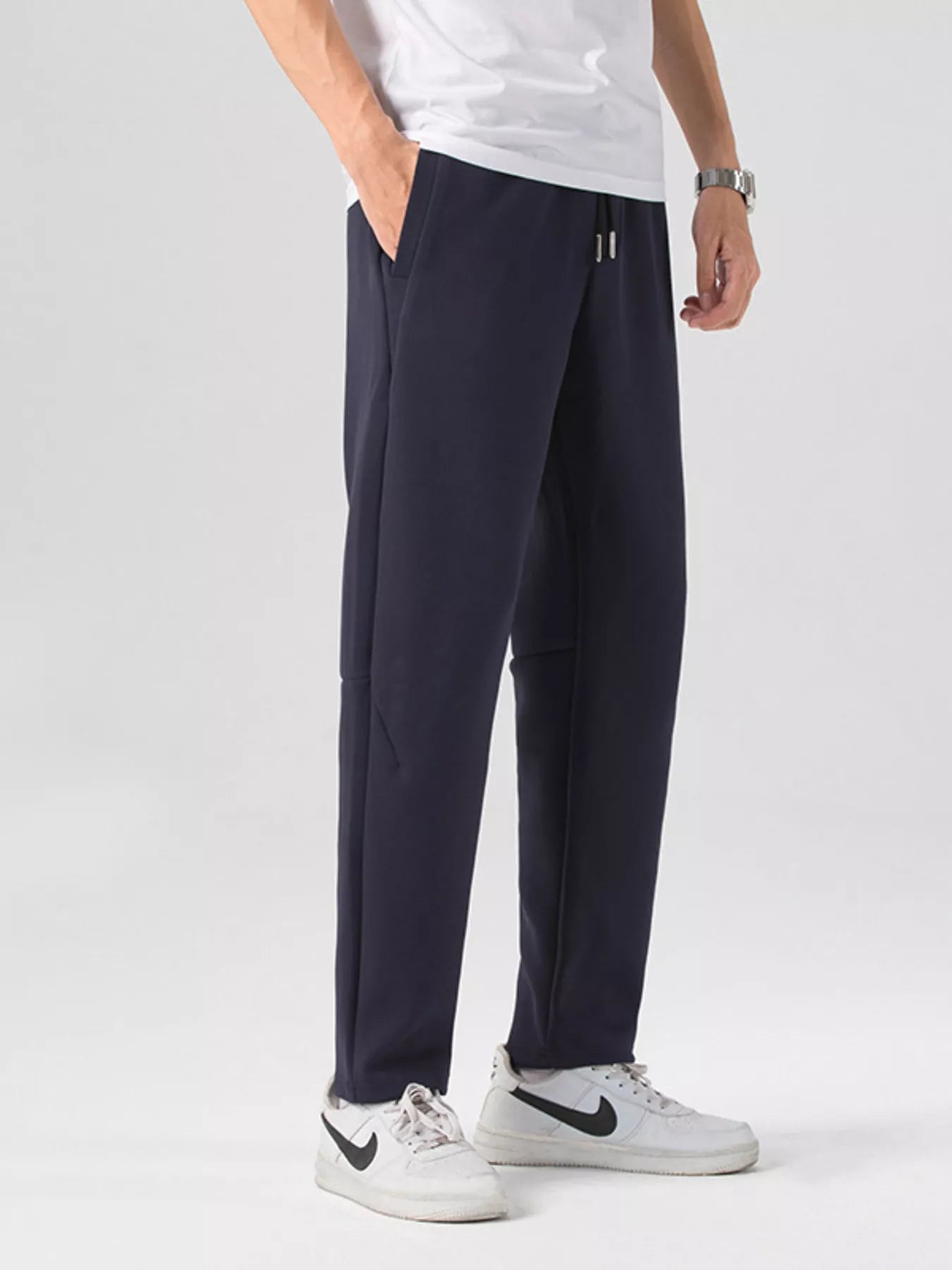 Men's Plus Size Casual Drawstring Straight-Leg Pants