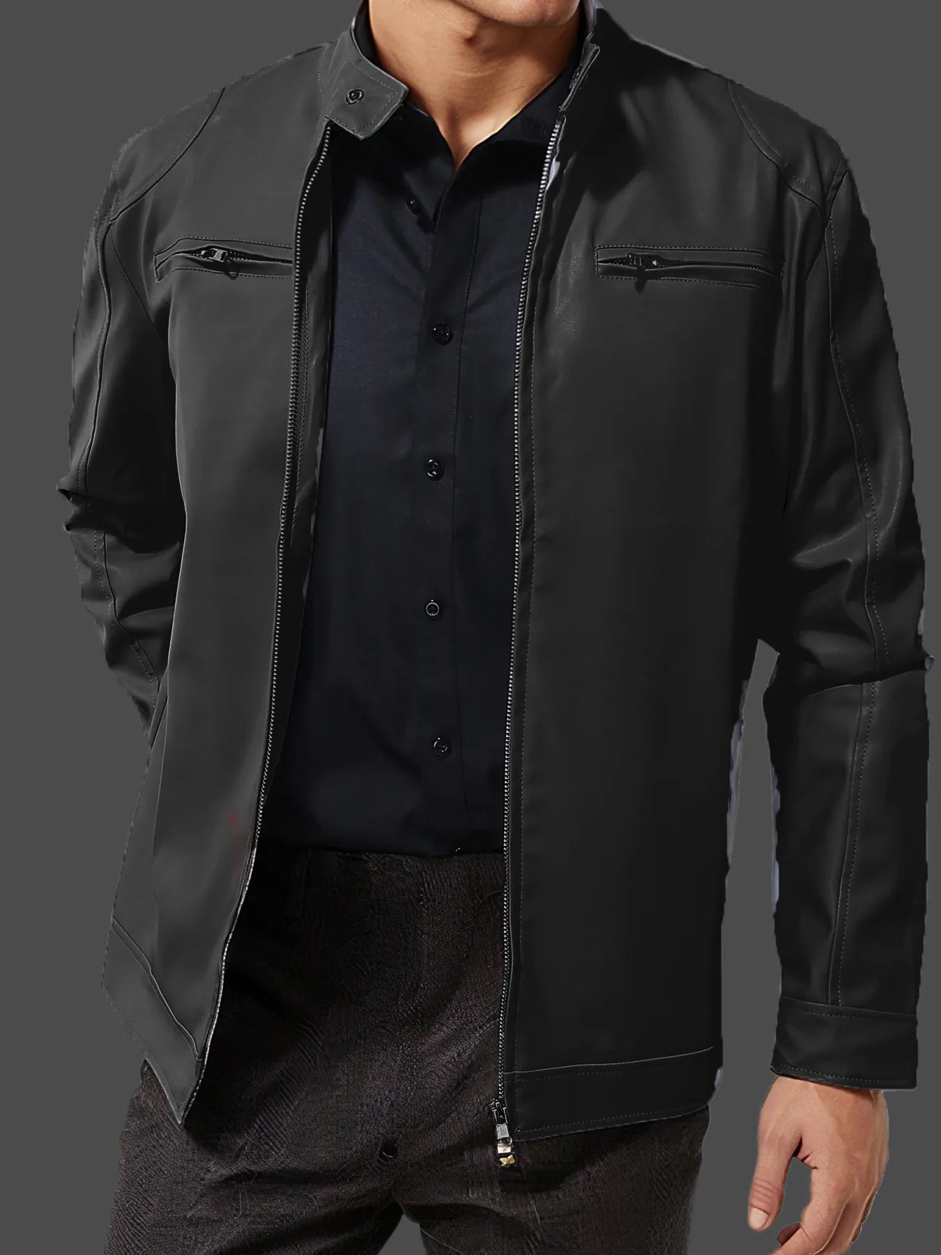 Men's Full Size Zip Up Long Sleeve Jacket Plus Size