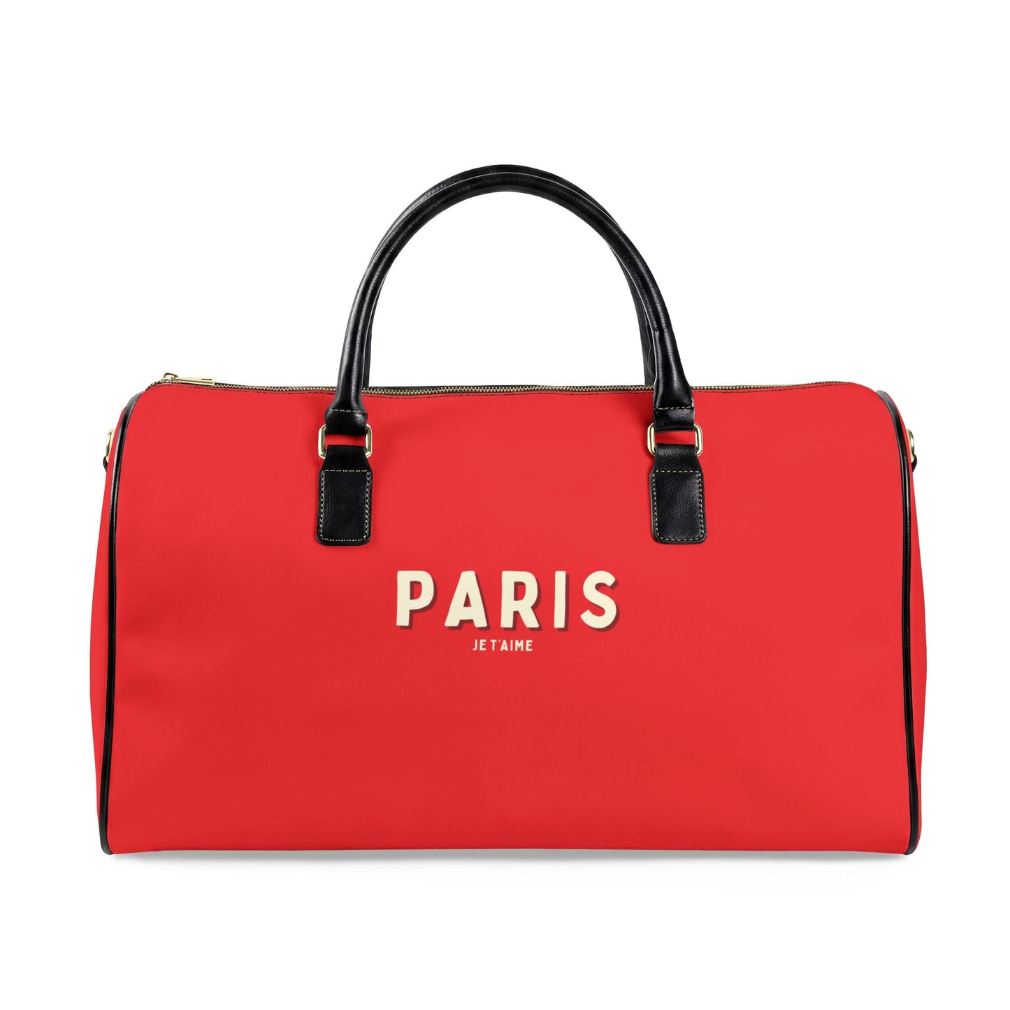 Paris Je T'aime Leather Weekender Bag — RED Travel Duffle