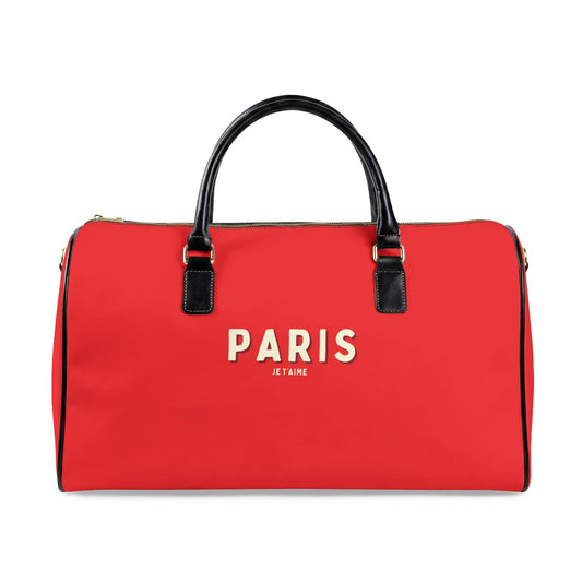 Paris Je T'aime Leather Weekender Bag — RED Travel Duffle