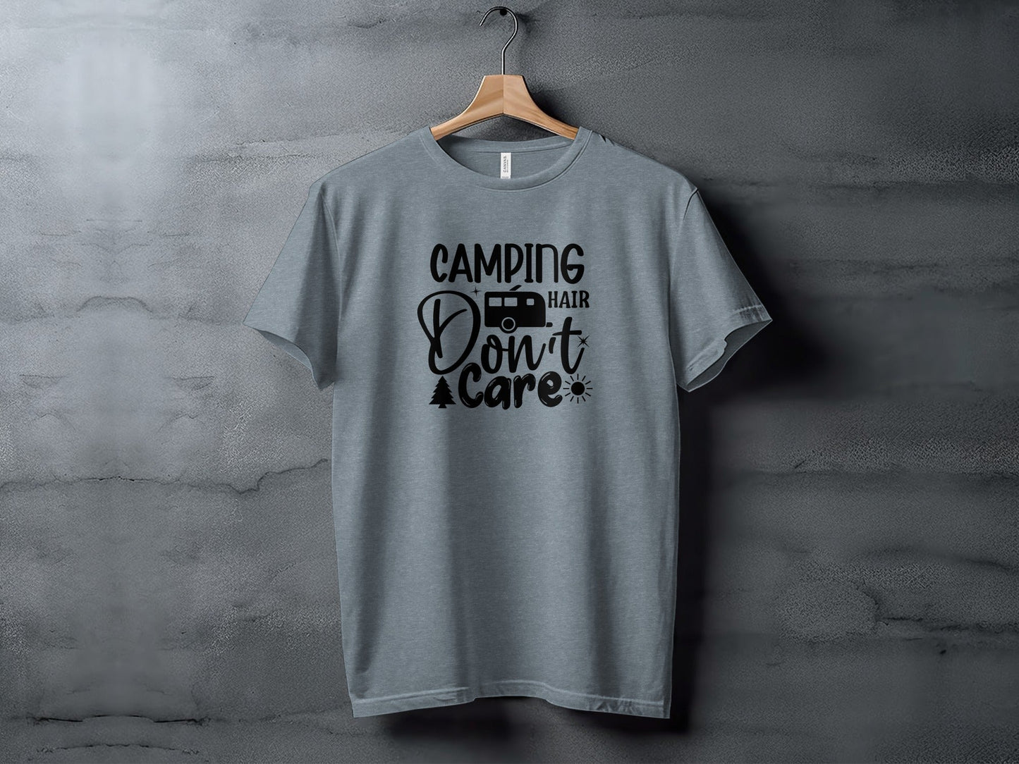 Camping Hair Dont Care Graphic Design Vacation T-Shirt