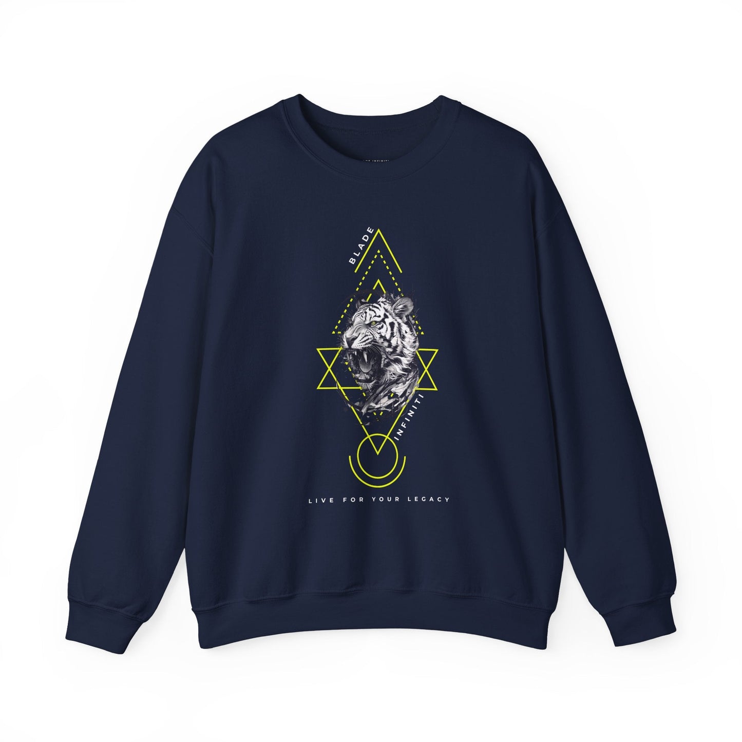 Geometric King Tiger V2 Neon Green Unisex Crewneck Sweater