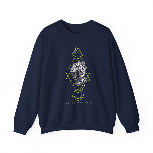Geometric King Tiger V2 Neon Green Unisex Crewneck Sweater