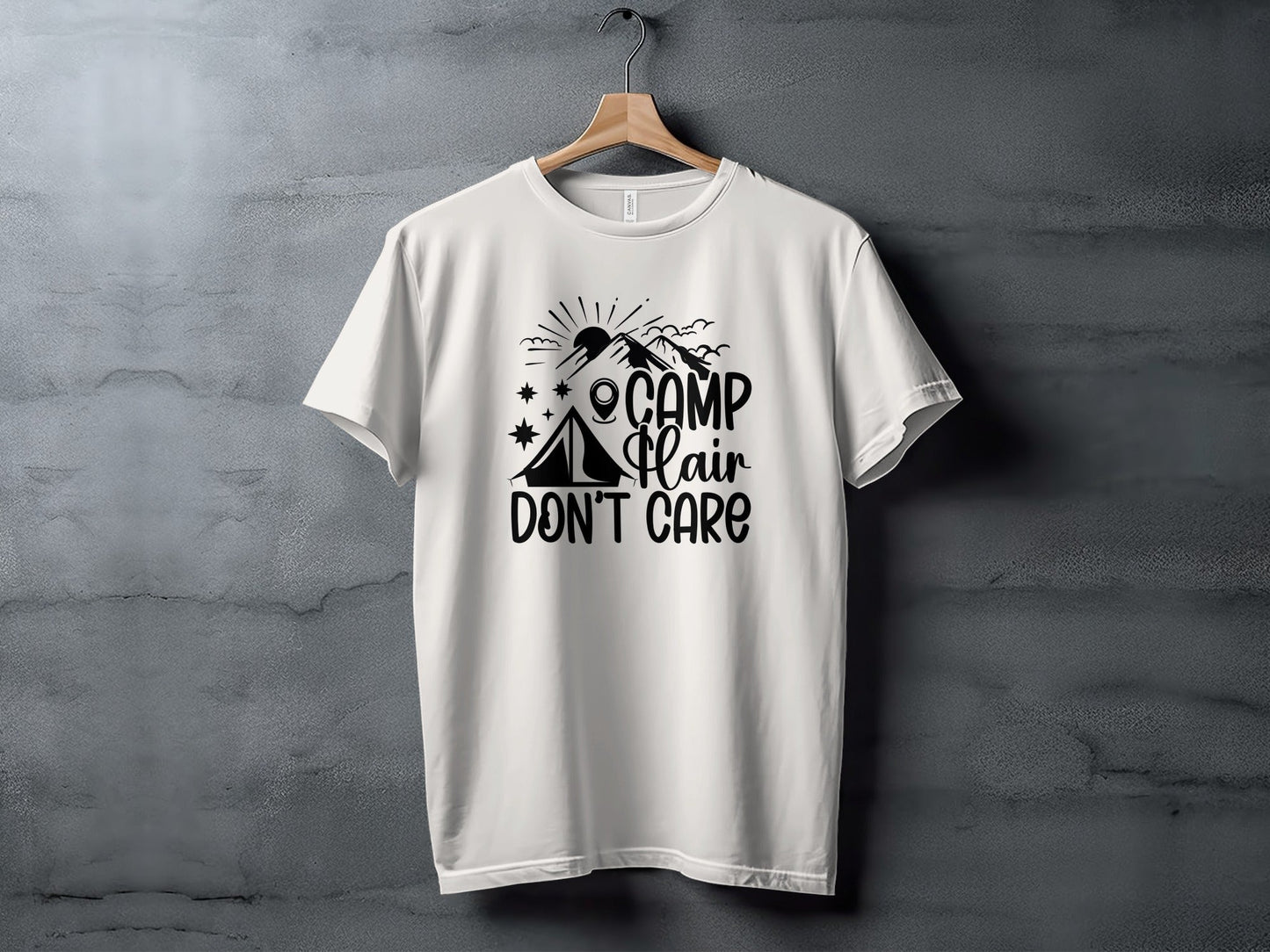 Camp Hair Dont Care with Mountain Scene Graphic T-Shirt